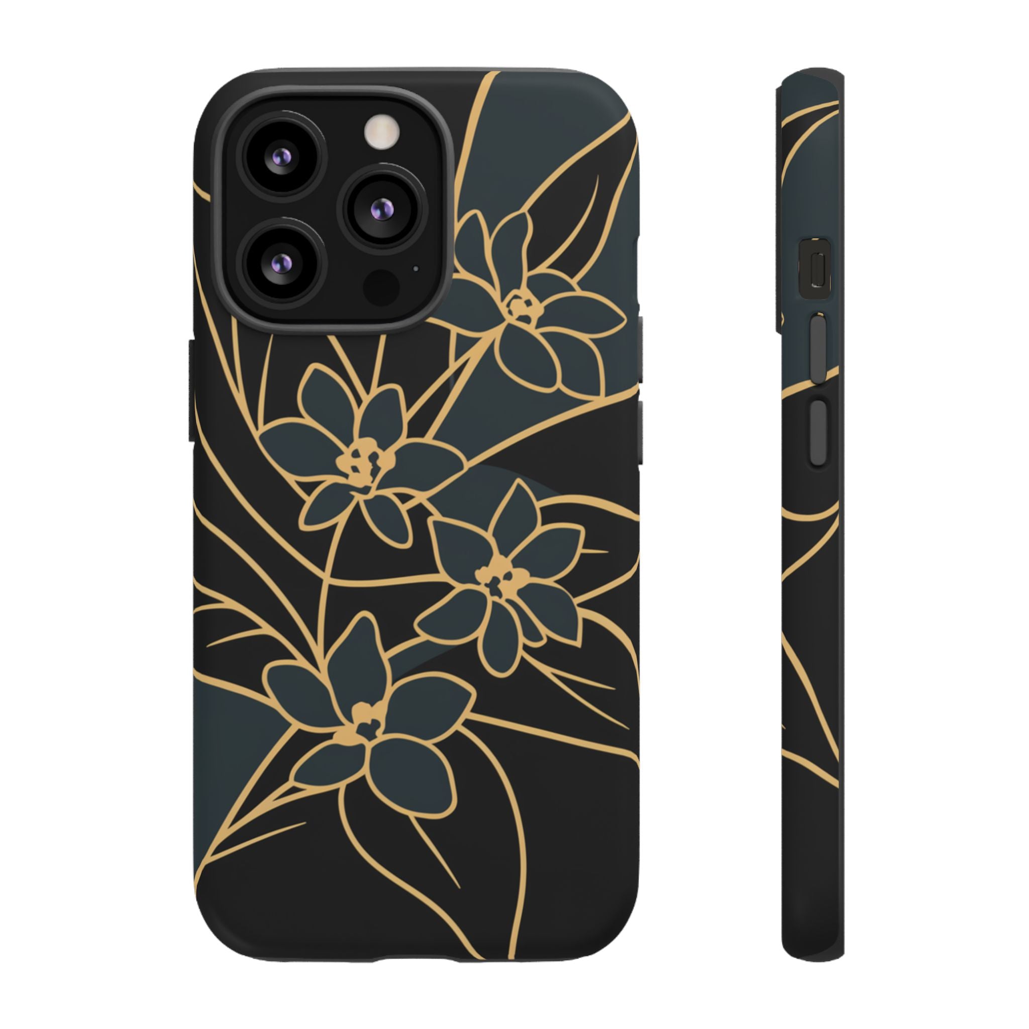 Golden Bloom - Elegant Floral Line Art Phone Case iPhone 13 Pro Matte