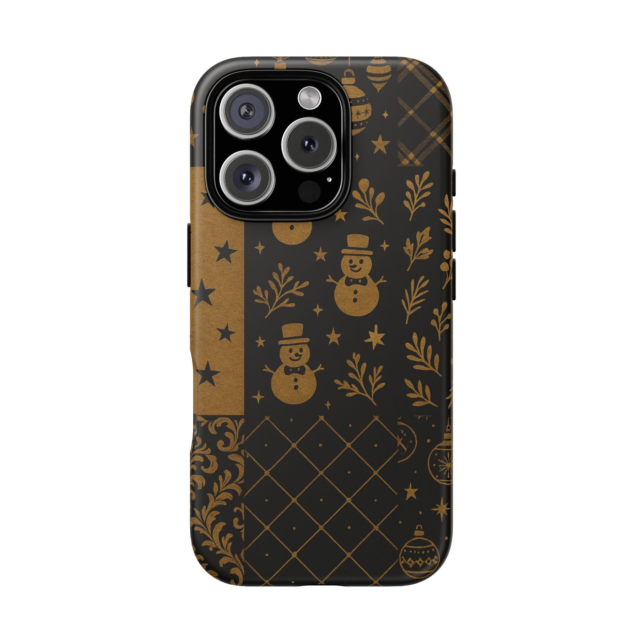 Black Festive Phone Case | Christmas Gift | Holiday Decor | Snowman Design | Tough Cases | Winter Celebration iPhone 16 Pro Matte