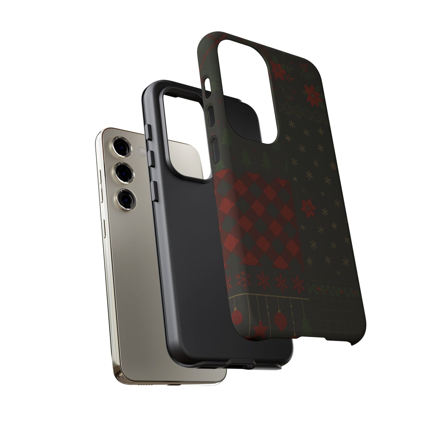 Black Festive Phone Case - Christmas Phone Cover - Tough Design