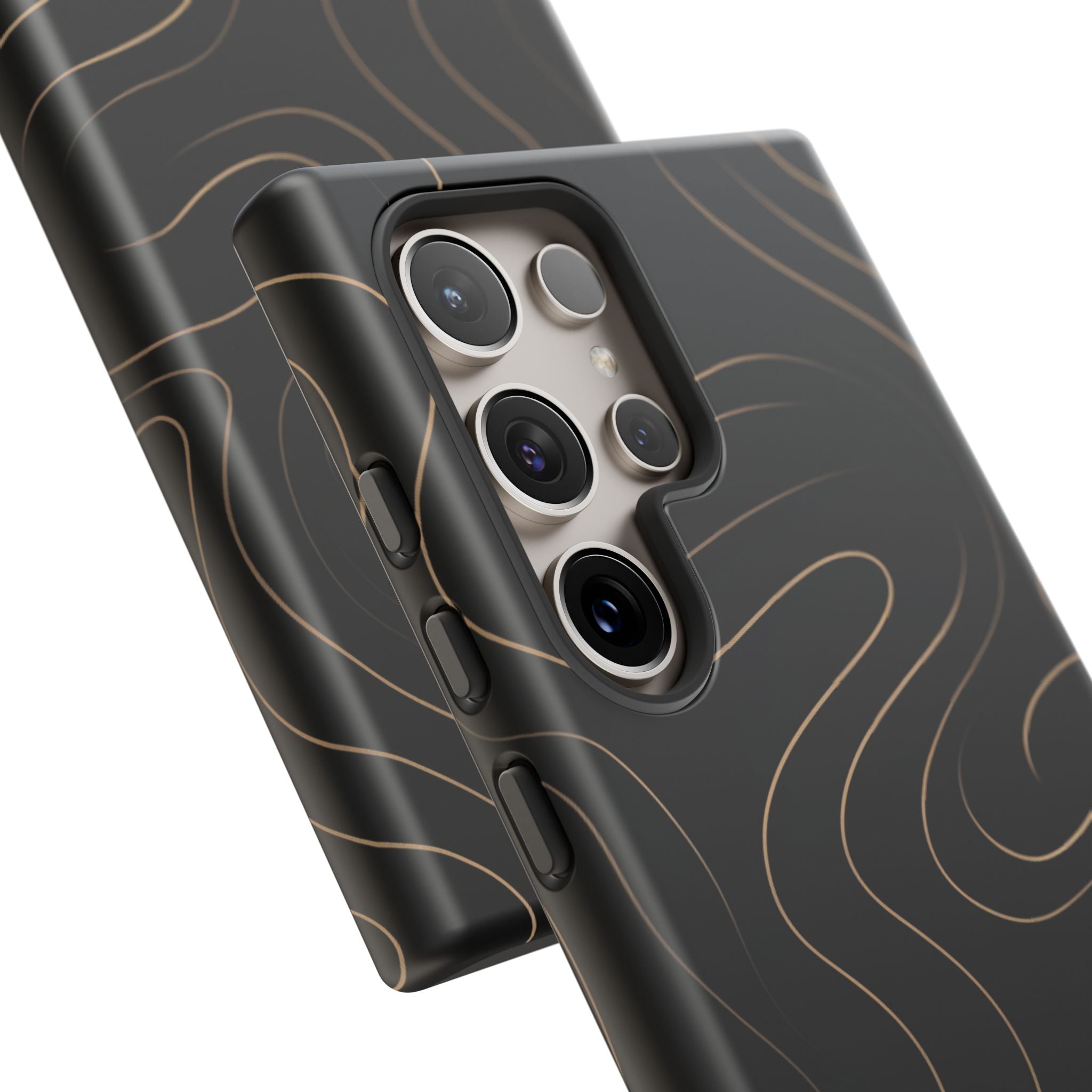 Noir Topograph - Black Minimalist Line Art Phone Case