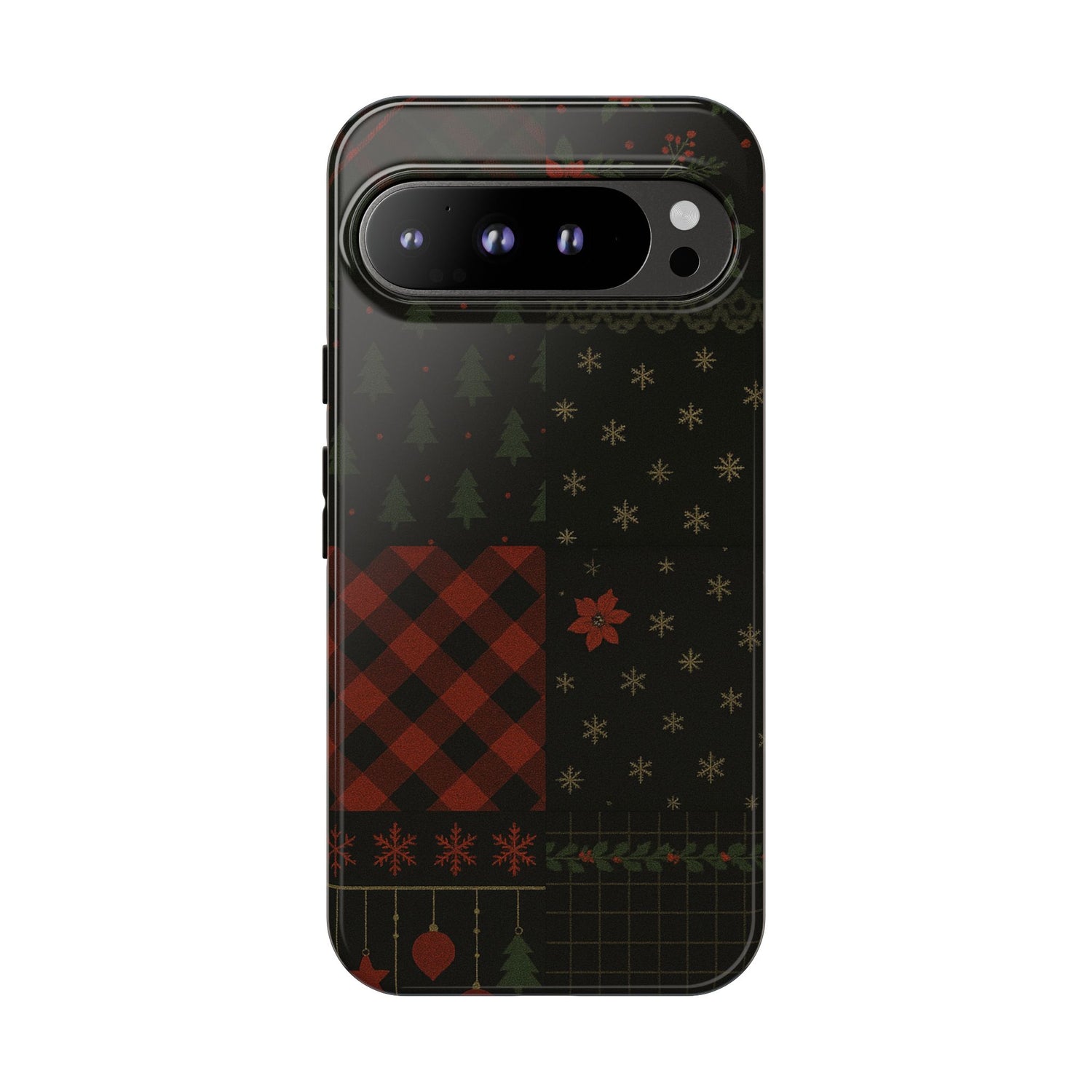 Black Festive Phone Case - Christmas Phone Cover - Tough Design Google Pixel 9 Pro XL Glossy