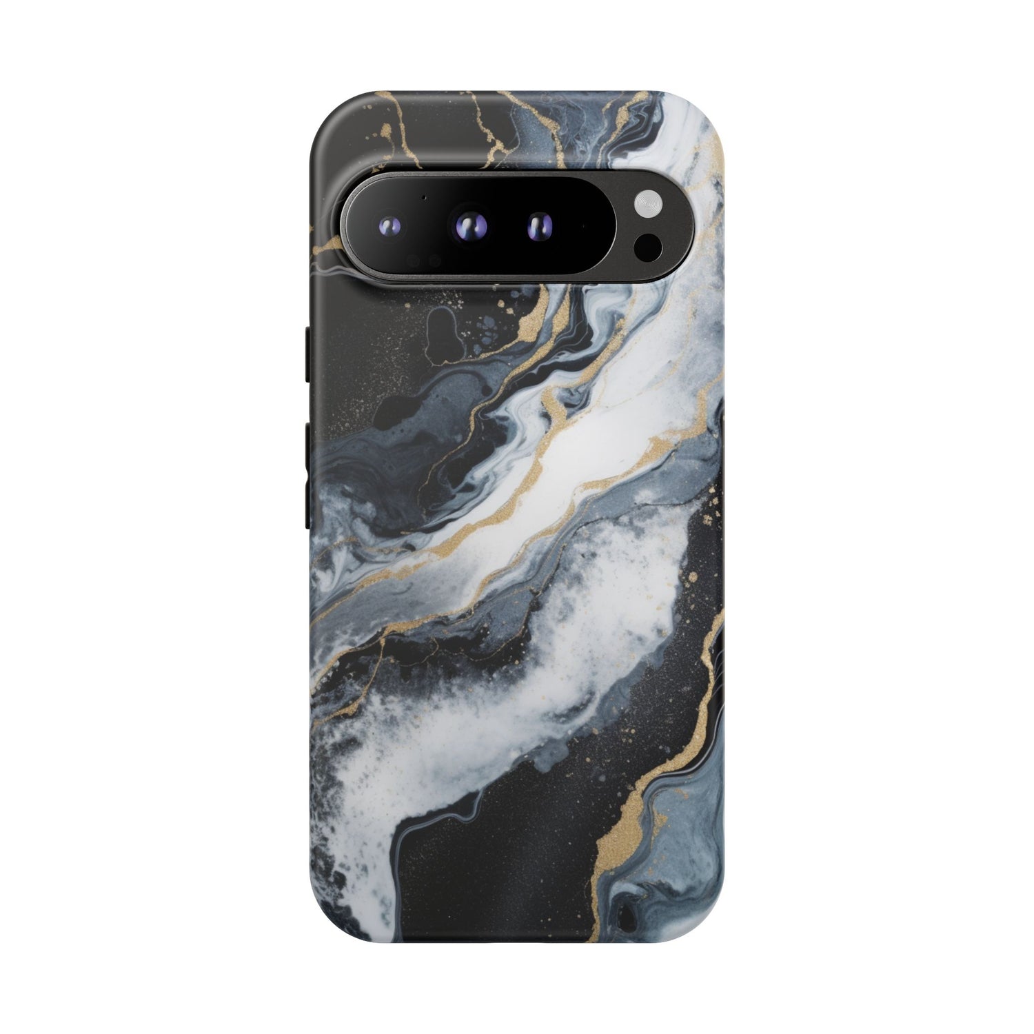 Celestial Marble Phone Case - Black & Gold Swirl Design Google Pixel 9 Pro XL Matte