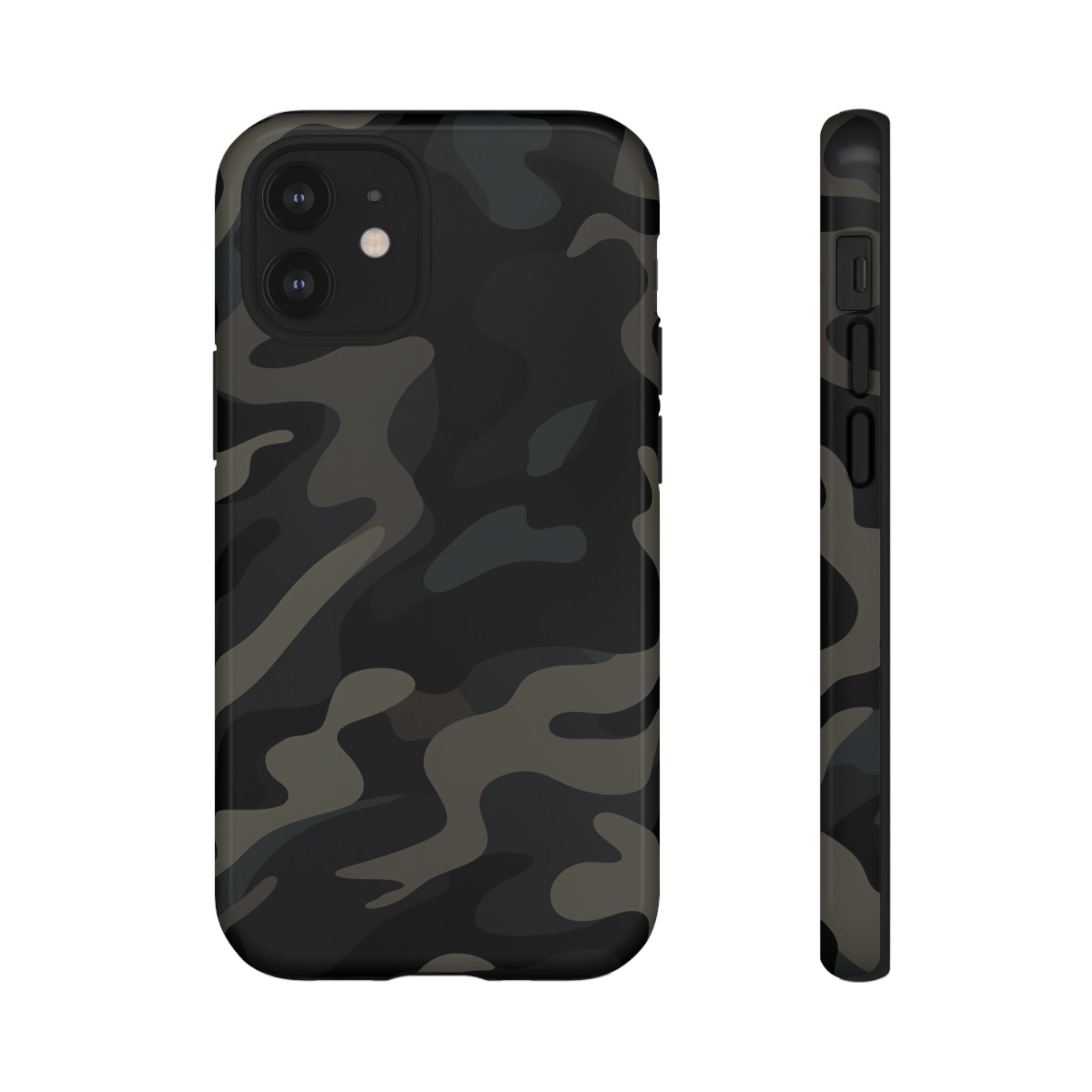 Black Camouflage Phone Case for iPhone, Samsung and Google Pixel iPhone 12 Mini Glossy