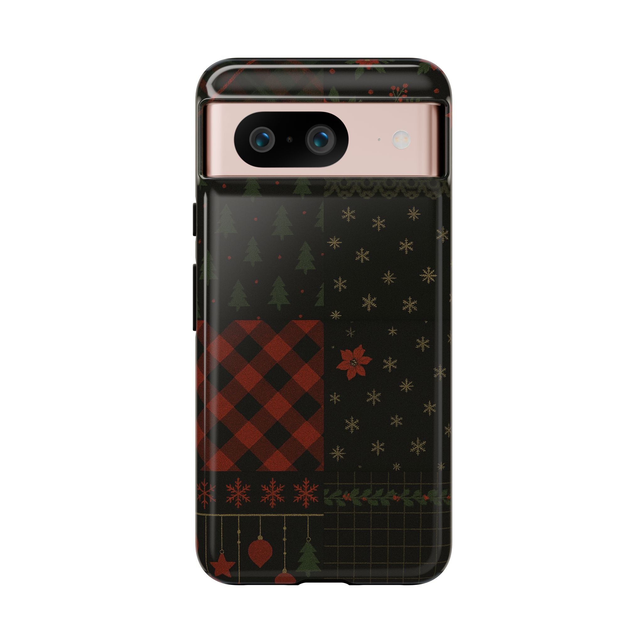 Black Festive Phone Case - Christmas Phone Cover - Tough Design Google Pixel 8 Glossy