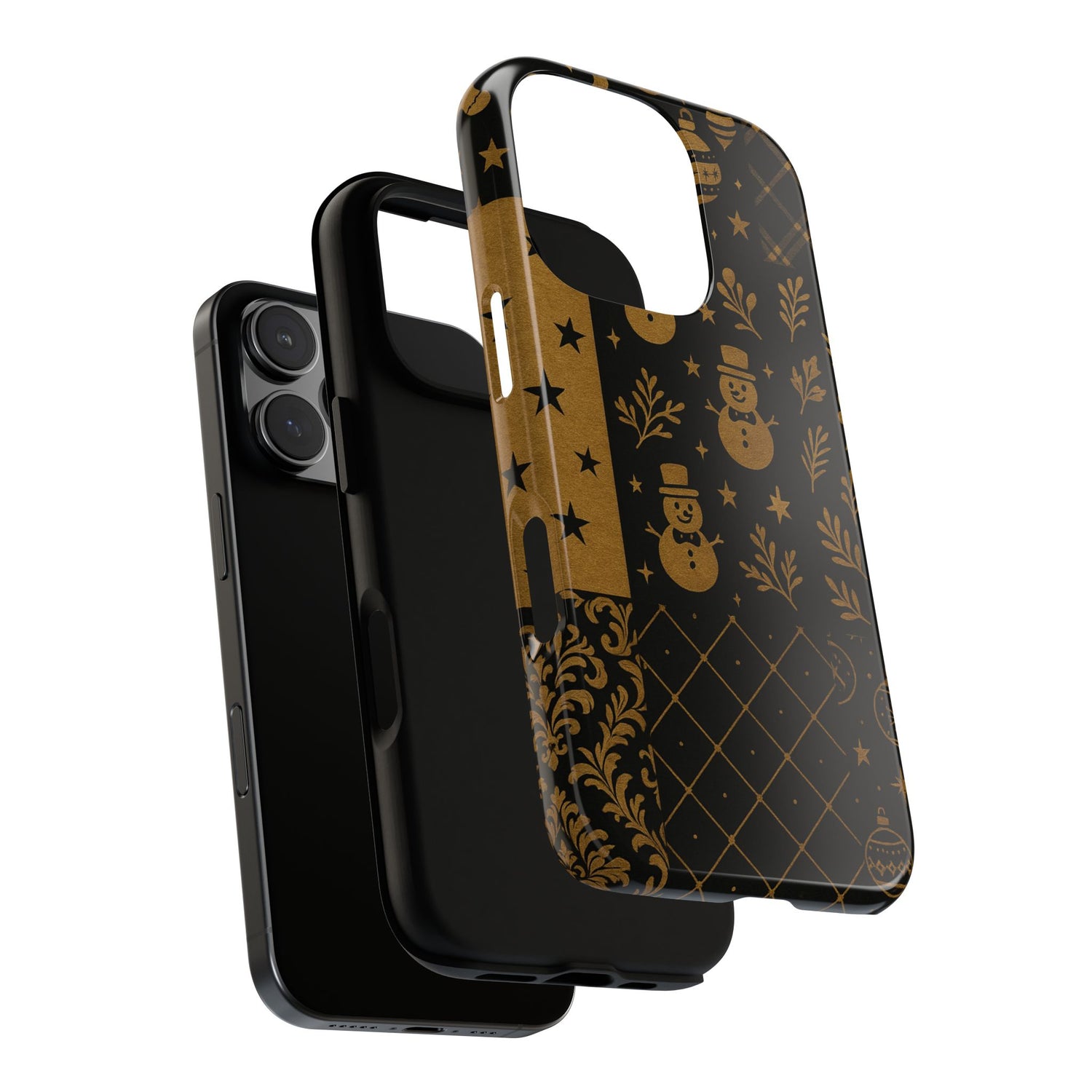 Black Festive Phone Case | Christmas Gift | Holiday Decor | Snowman Design | Tough Cases | Winter Celebration