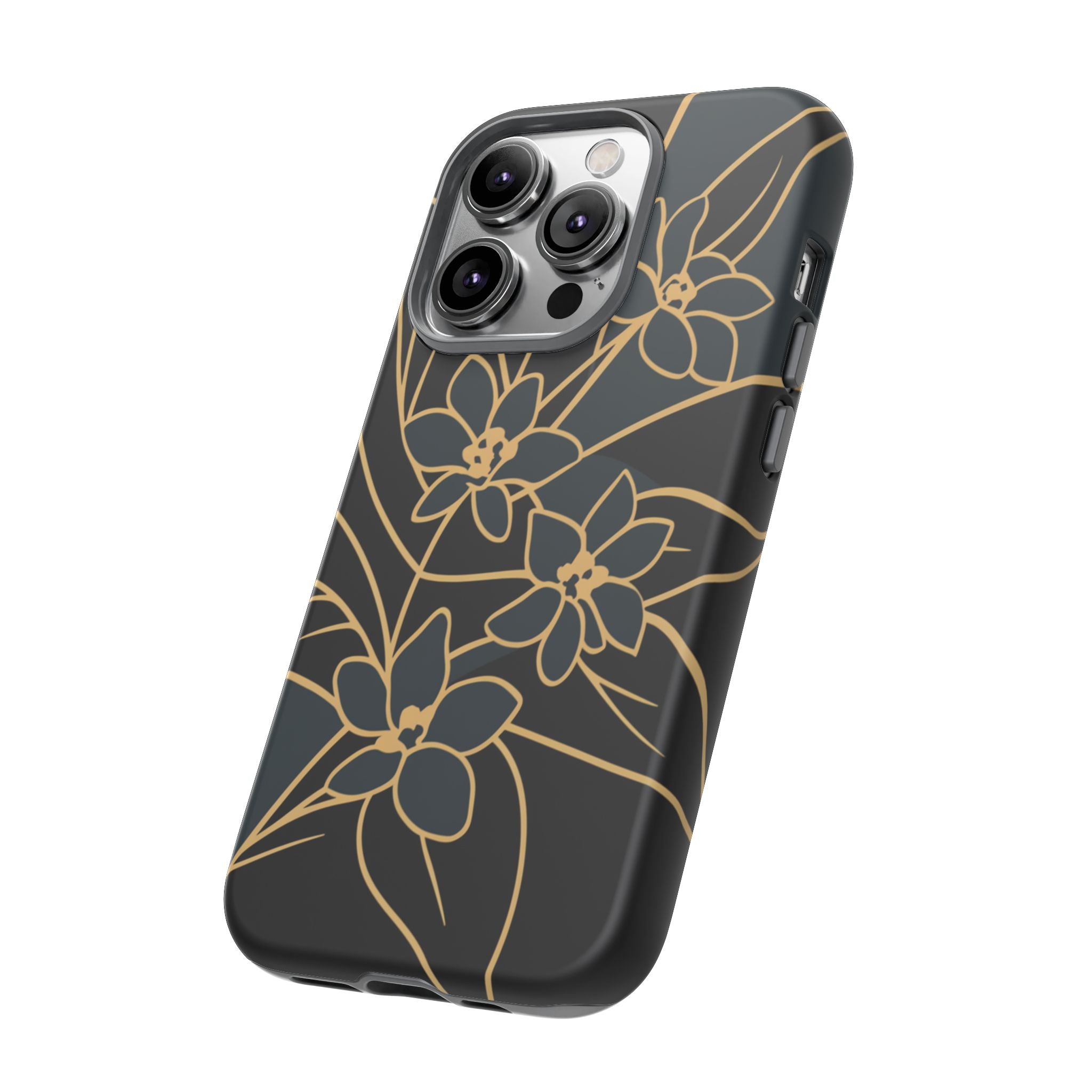 Golden Bloom - Elegant Floral Line Art Phone Case