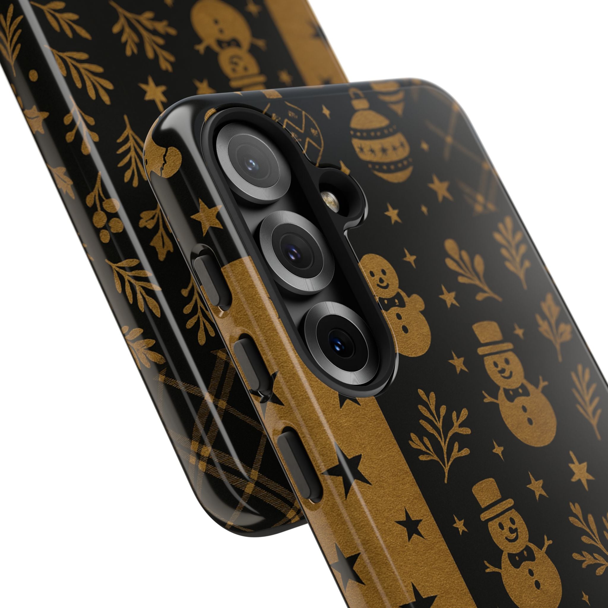 Black Festive Phone Case | Christmas Gift | Holiday Decor | Snowman Design | Tough Cases | Winter Celebration