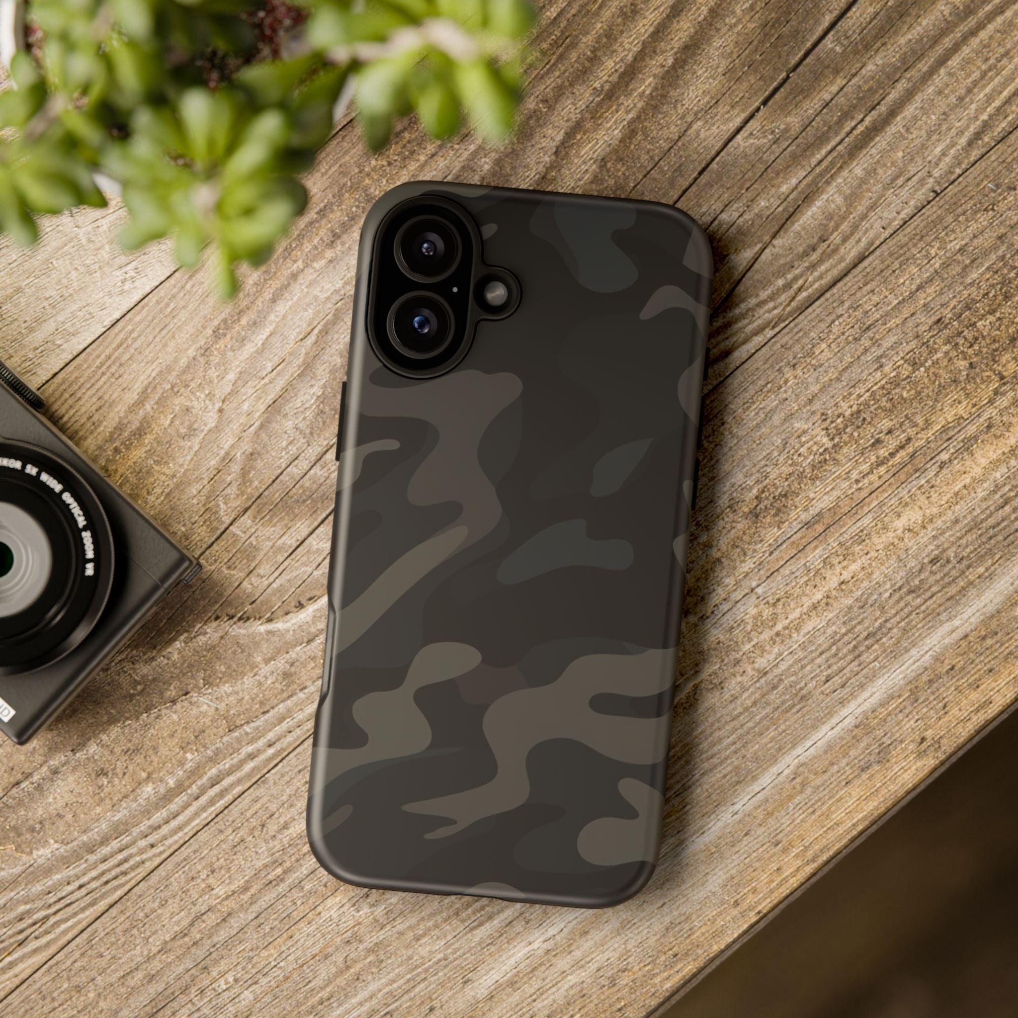 Black Camouflage Phone Case for iPhone, Samsung and Google Pixel