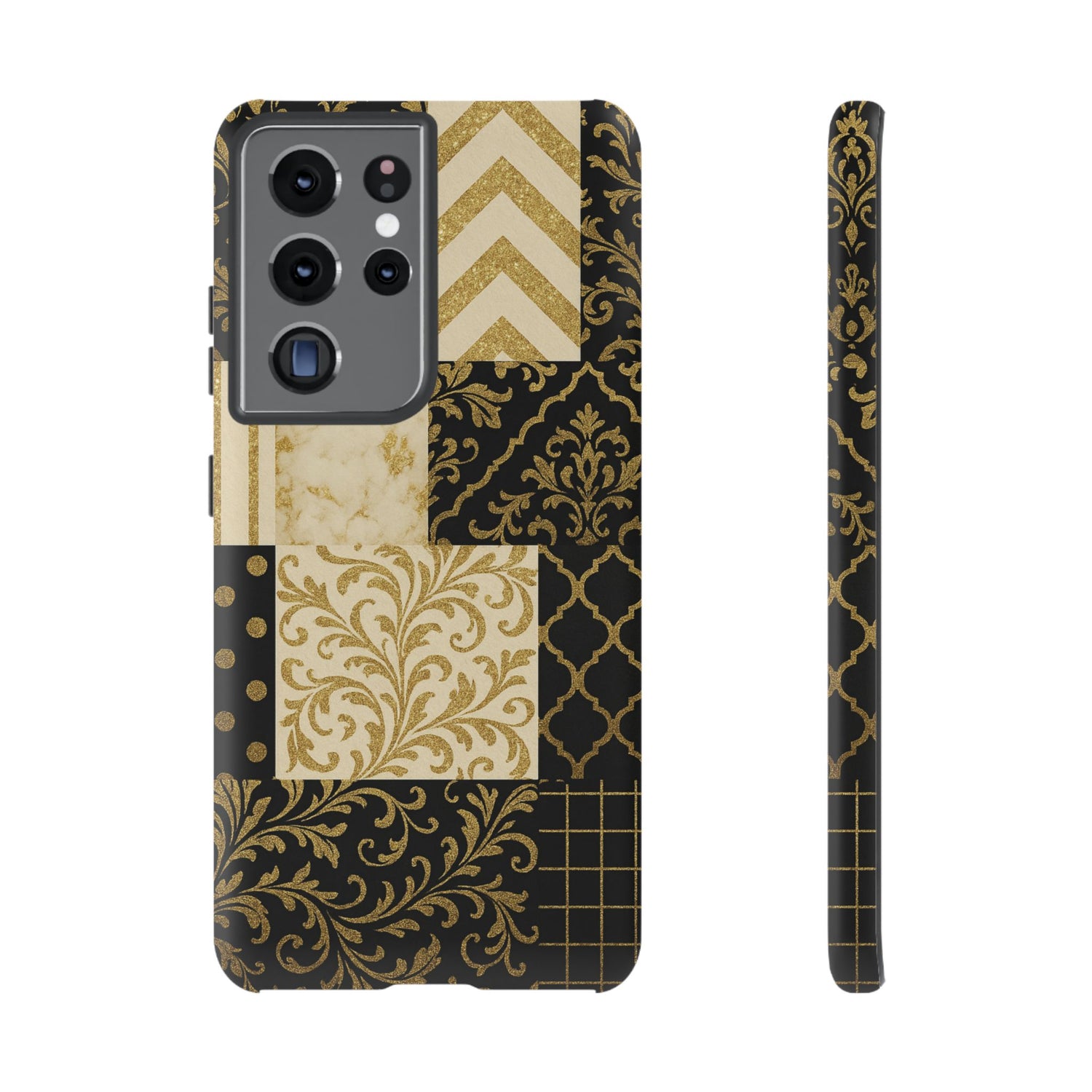 Phone Case, Luxury Black and Gold Festive Design for Christmas Gift, Holiday Decor, Tough Cases, Winter Celebration, Elegant iPhone Cover Samsung Galaxy S21 Ultra Matte