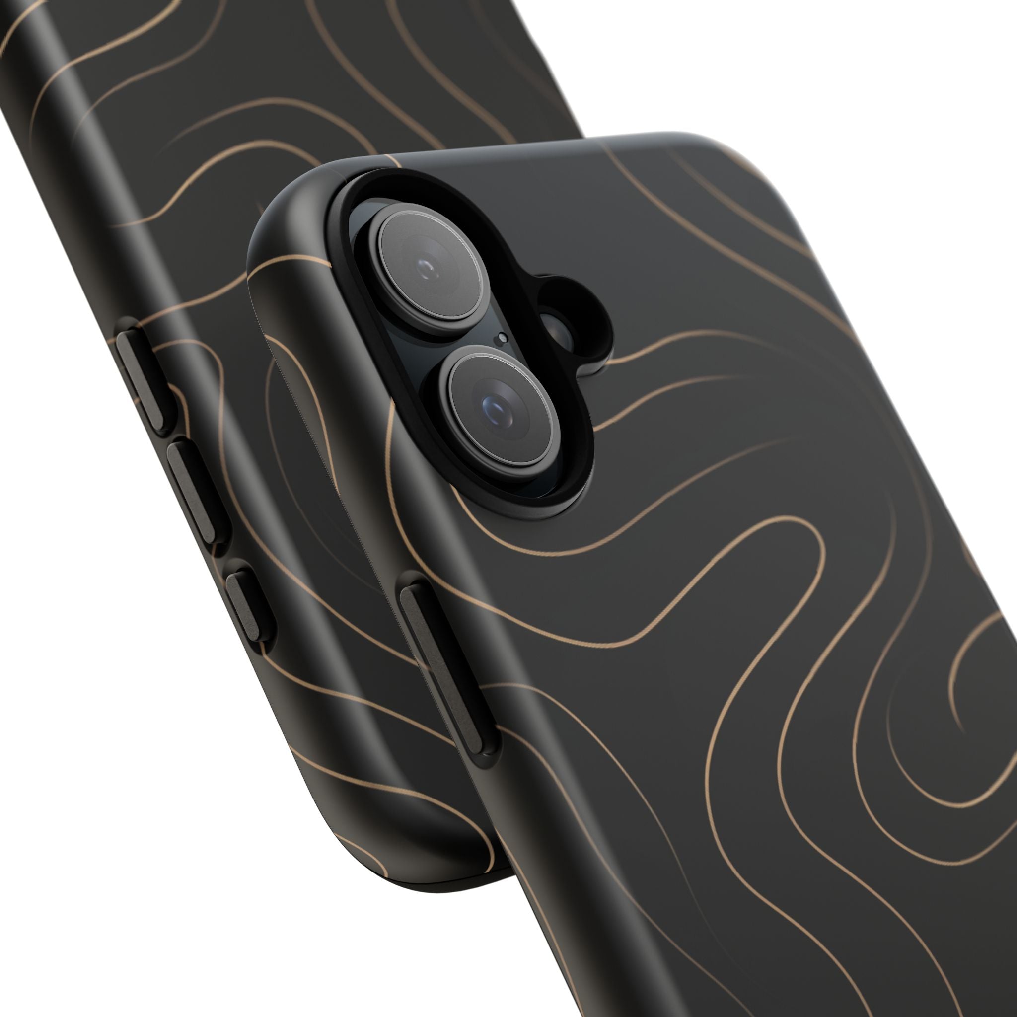 Noir Topograph - Black Minimalist Line Art Phone Case