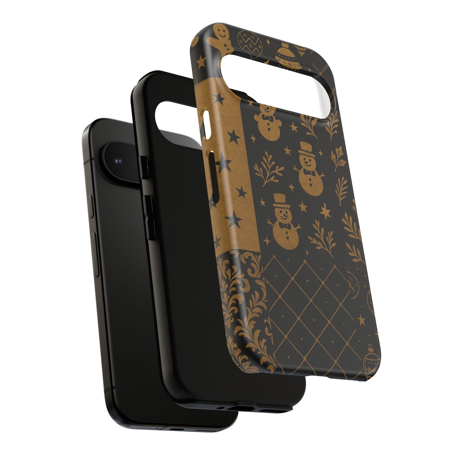 Black Festive Phone Case | Christmas Gift | Holiday Decor | Snowman Design | Tough Cases | Winter Celebration