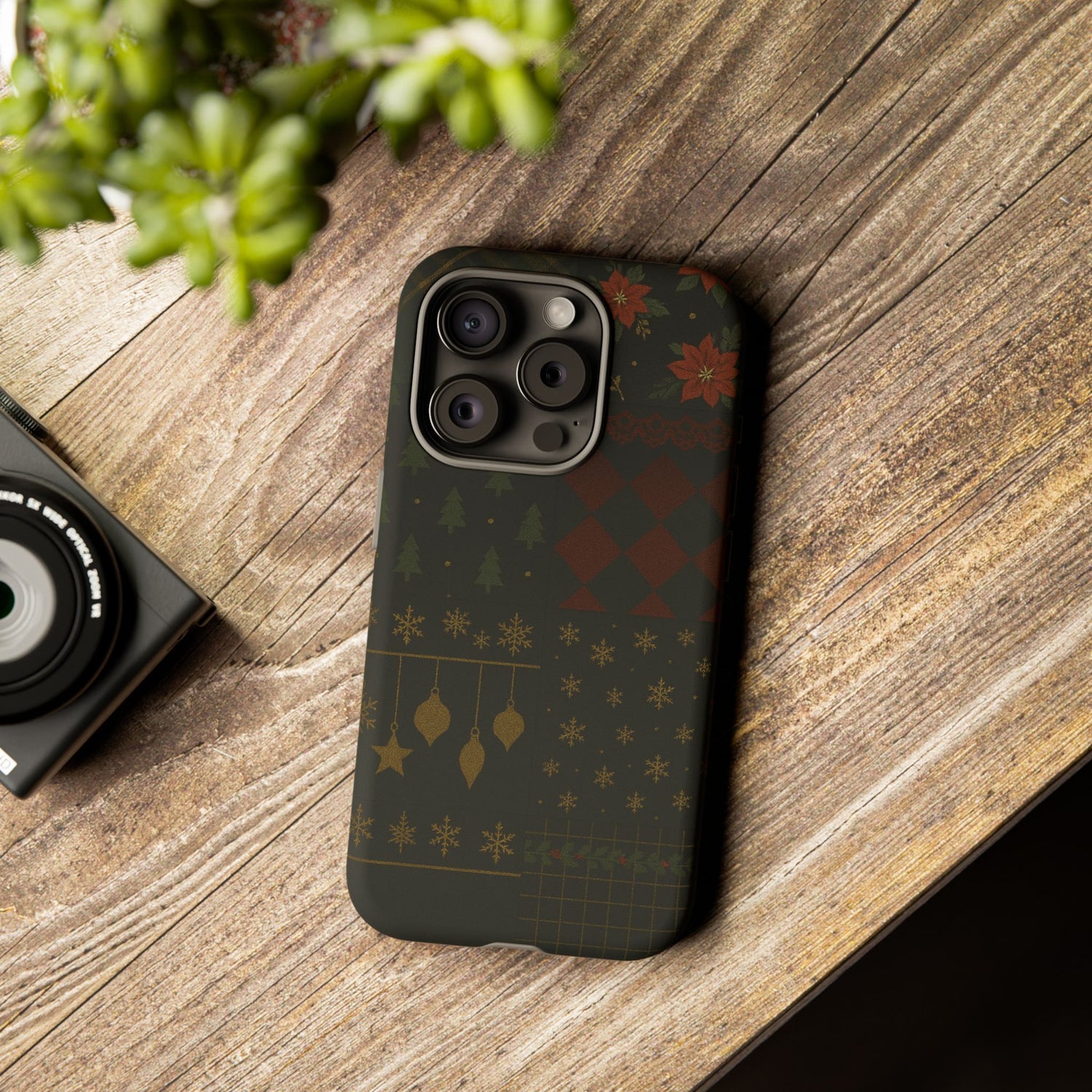 Black Luxury Phone Case for Christmas Festive Season - Tough design