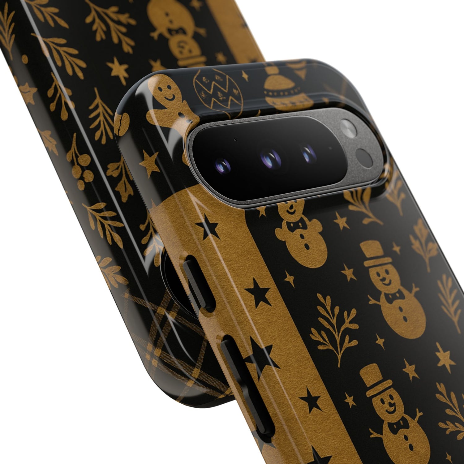 Black Festive Phone Case | Christmas Gift | Holiday Decor | Snowman Design | Tough Cases | Winter Celebration