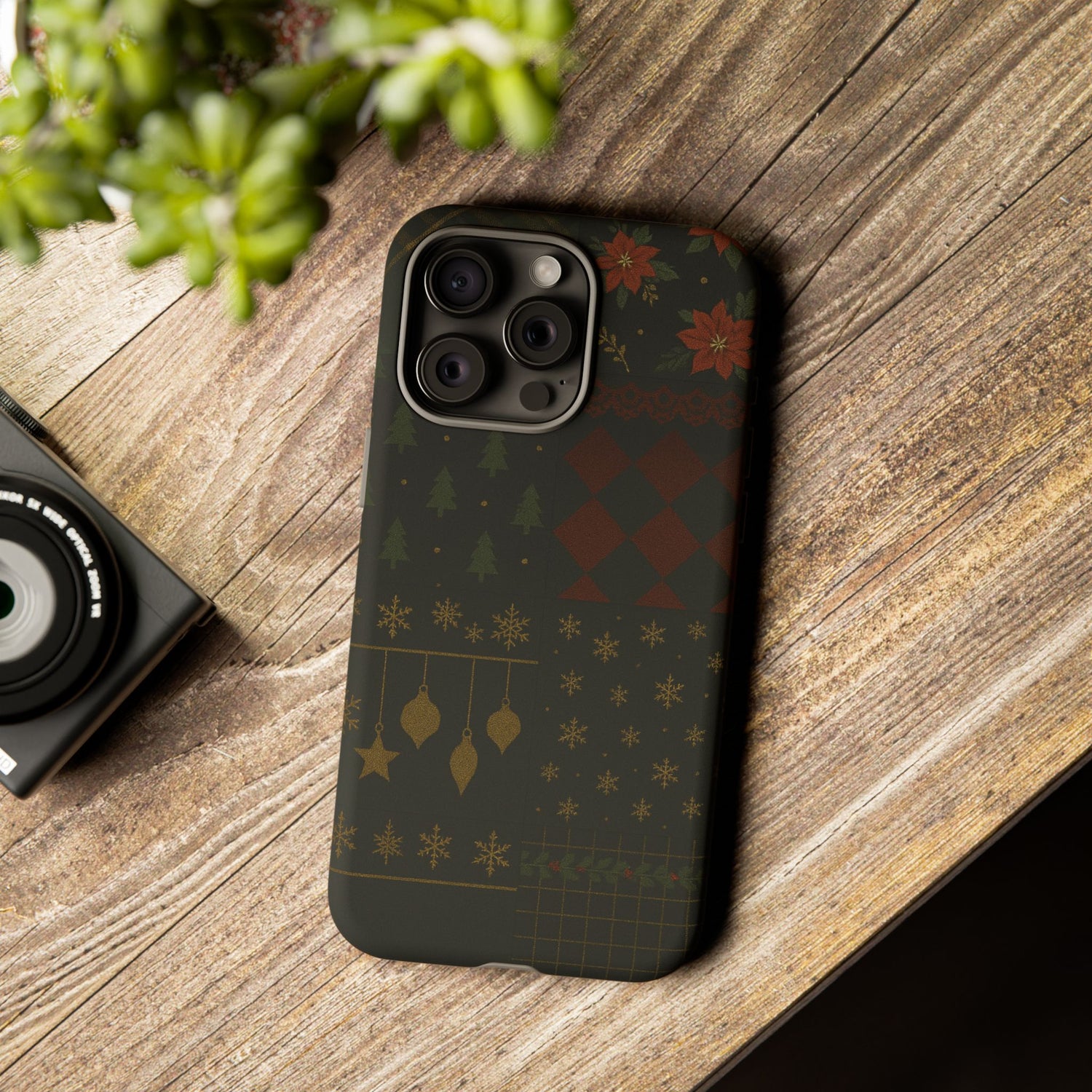 Black Luxury Phone Case for Christmas Festive Season - Tough design