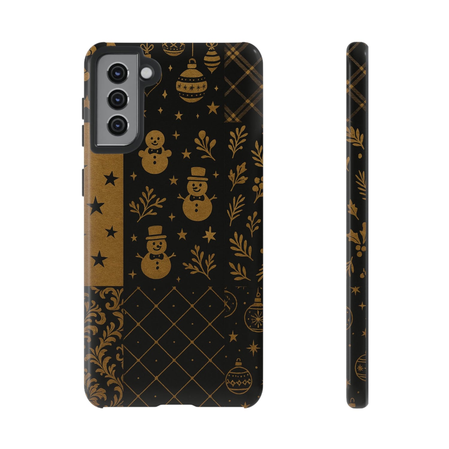 Black Festive Phone Case | Christmas Gift | Holiday Decor | Snowman Design | Tough Cases | Winter Celebration Samsung Galaxy S21 Plus Glossy