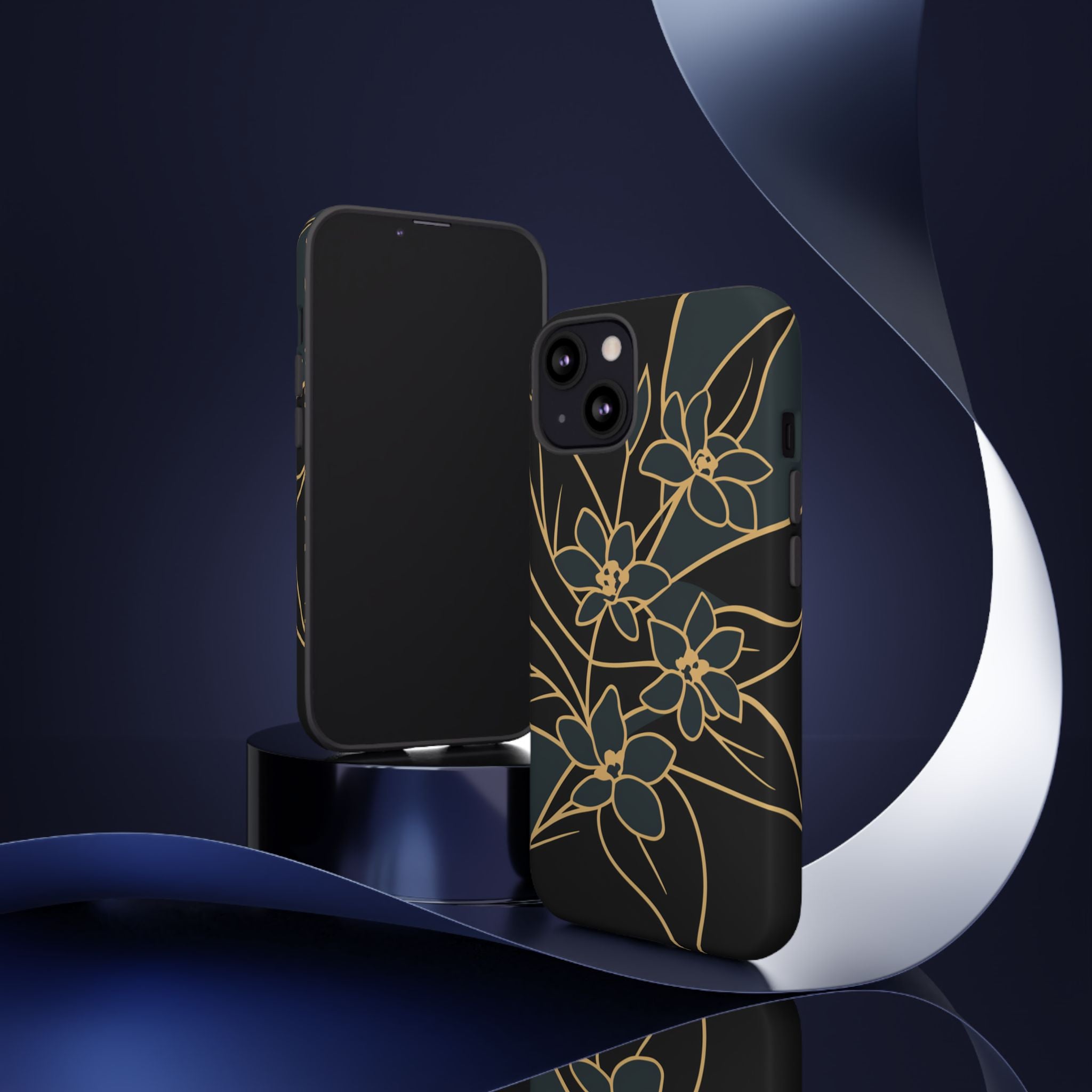Golden Bloom - Elegant Floral Line Art Phone Case