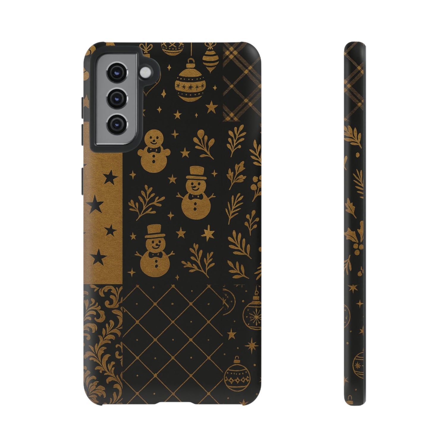 Black Festive Phone Case | Christmas Gift | Holiday Decor | Snowman Design | Tough Cases | Winter Celebration Samsung Galaxy S21 Plus Matte