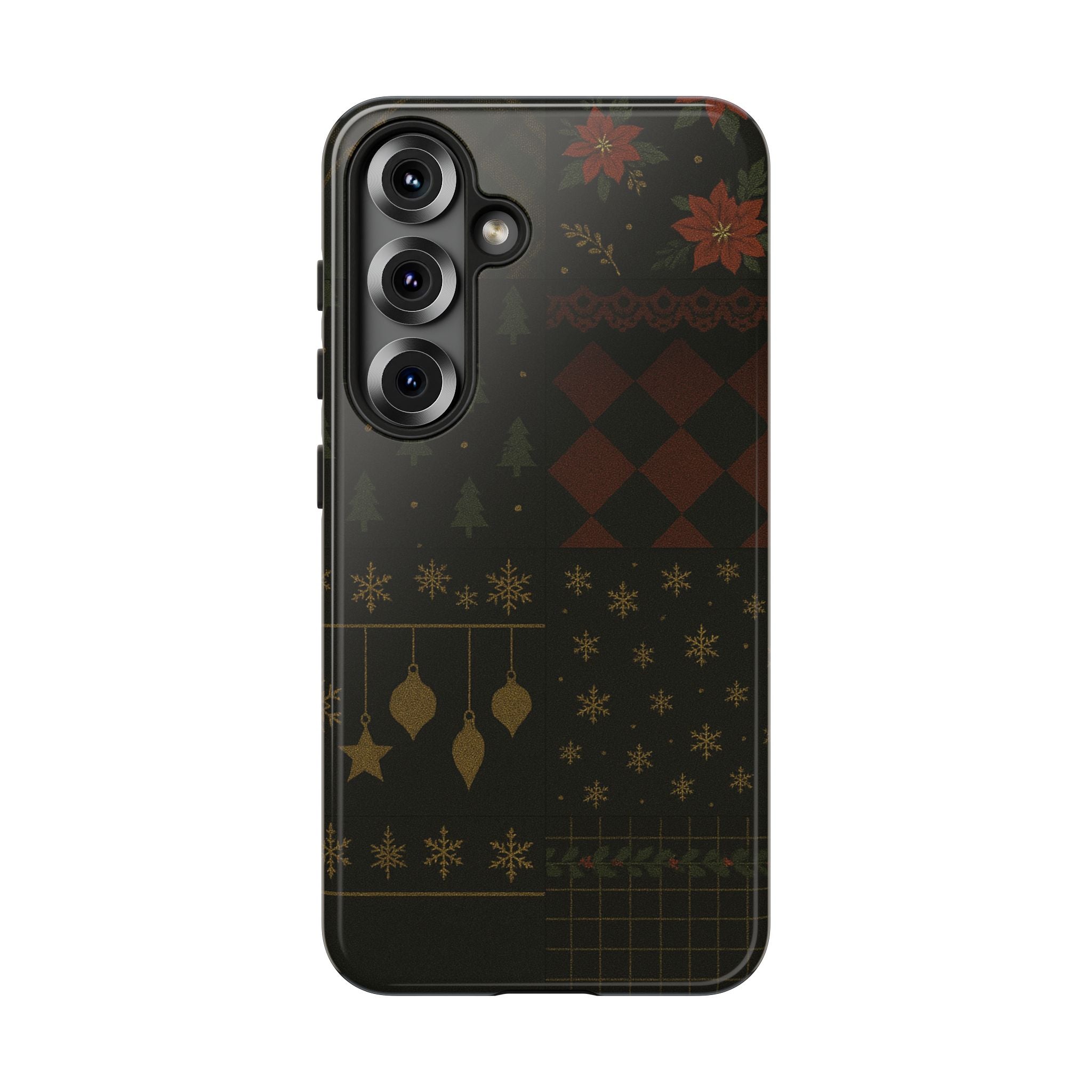 Black Luxury Phone Case for Christmas Festive Season - Tough design Samsung Galaxy S25 Glossy