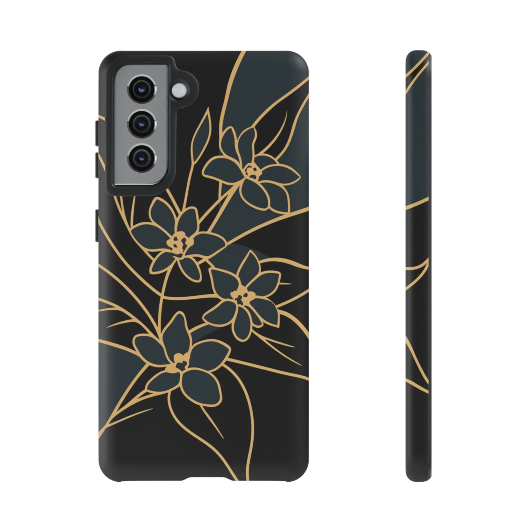 Golden Bloom - Elegant Floral Line Art Phone Case Samsung Galaxy S21 Matte