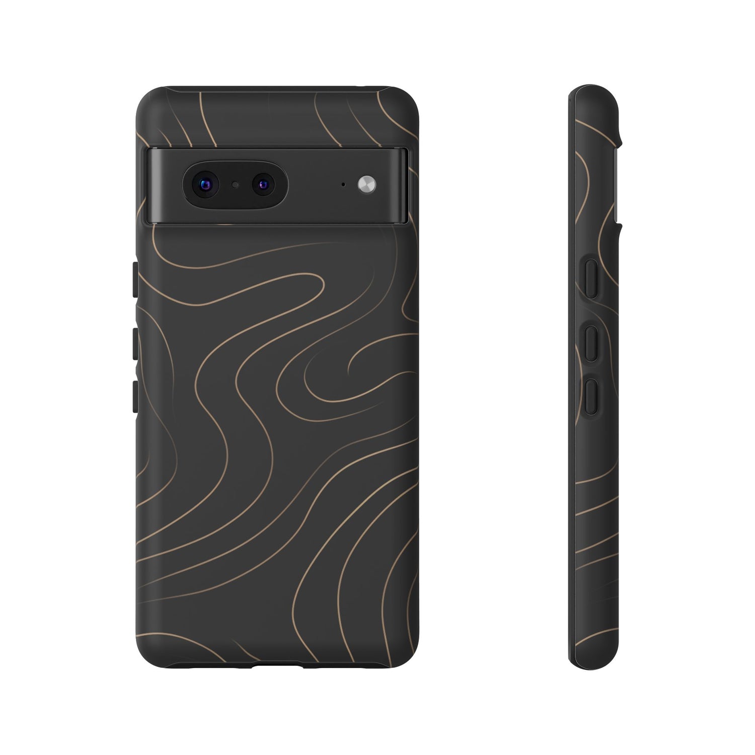 Noir Topograph - Black Minimalist Line Art Phone Case Google Pixel 7 Matte