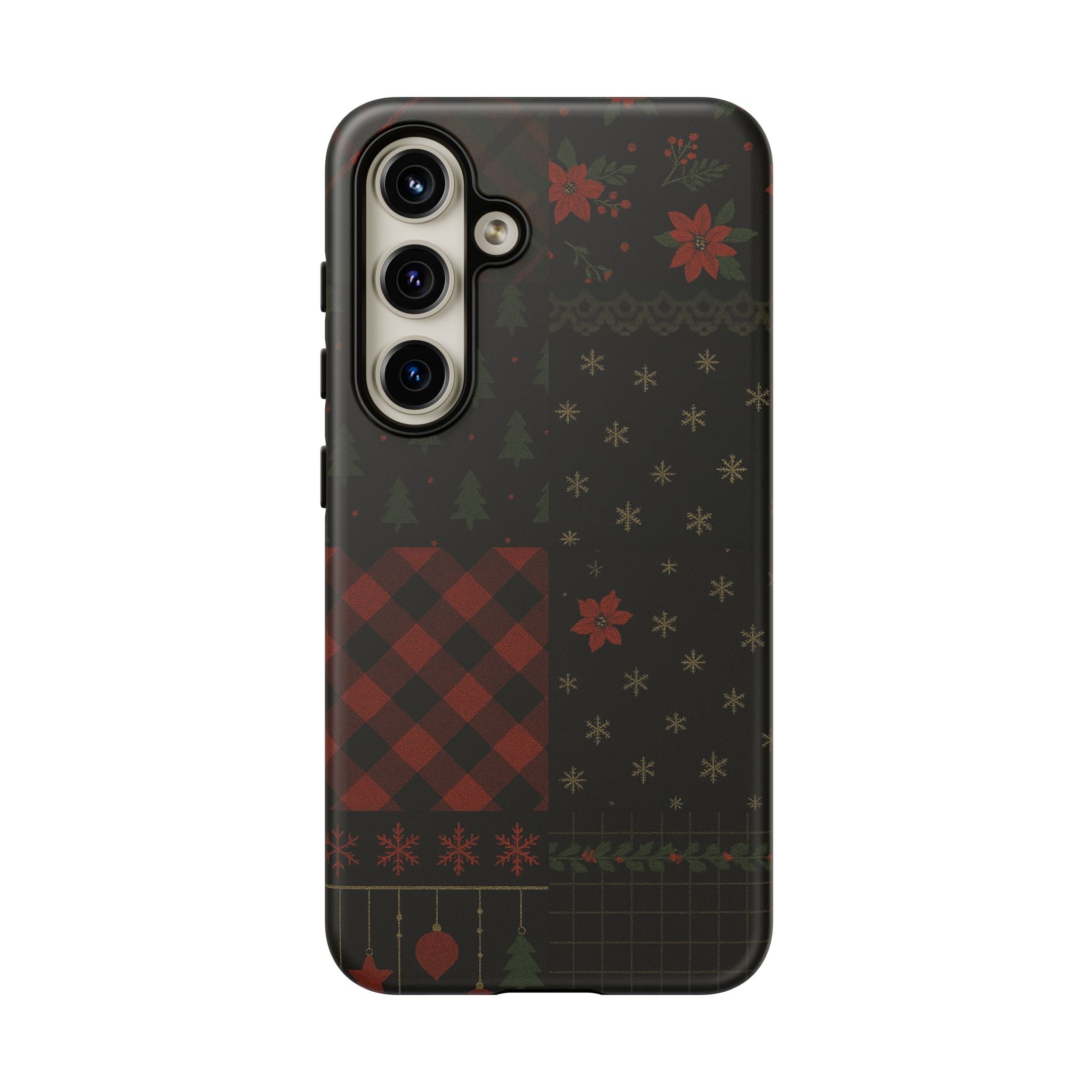 Black Festive Phone Case - Christmas Phone Cover - Tough Design Samsung Galaxy S24 Matte