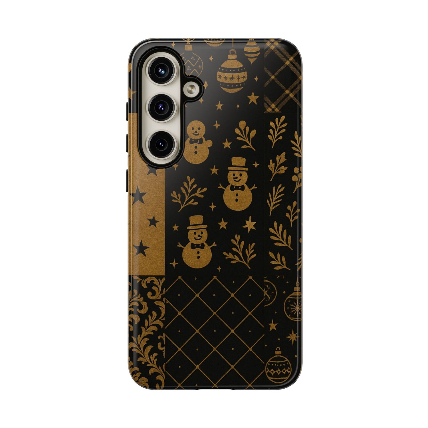 Black Festive Phone Case | Christmas Gift | Holiday Decor | Snowman Design | Tough Cases | Winter Celebration Samsung Galaxy S24 Plus Glossy