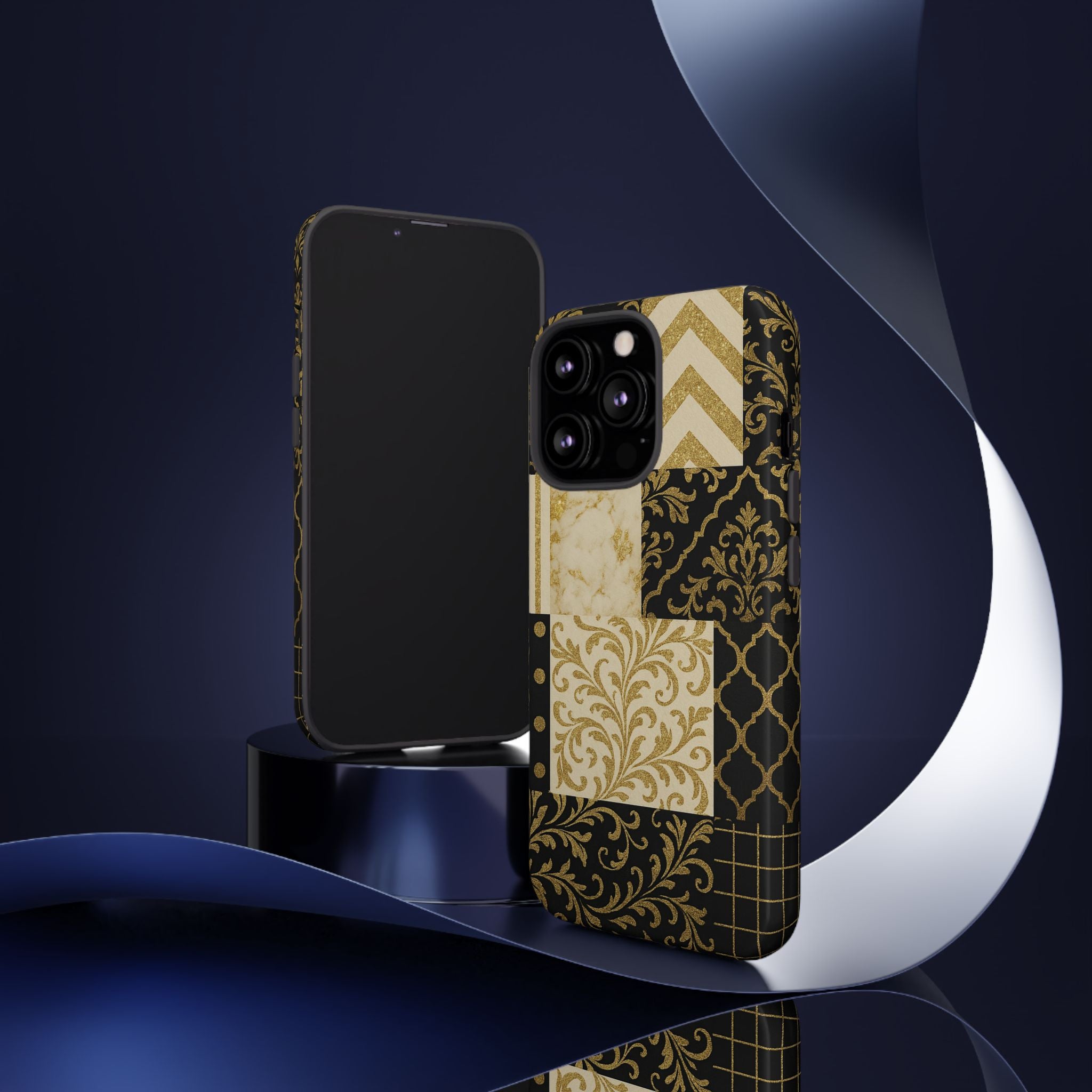 Phone Case, Luxury Black and Gold Festive Design for Christmas Gift, Holiday Decor, Tough Cases, Winter Celebration, Elegant iPhone Cover