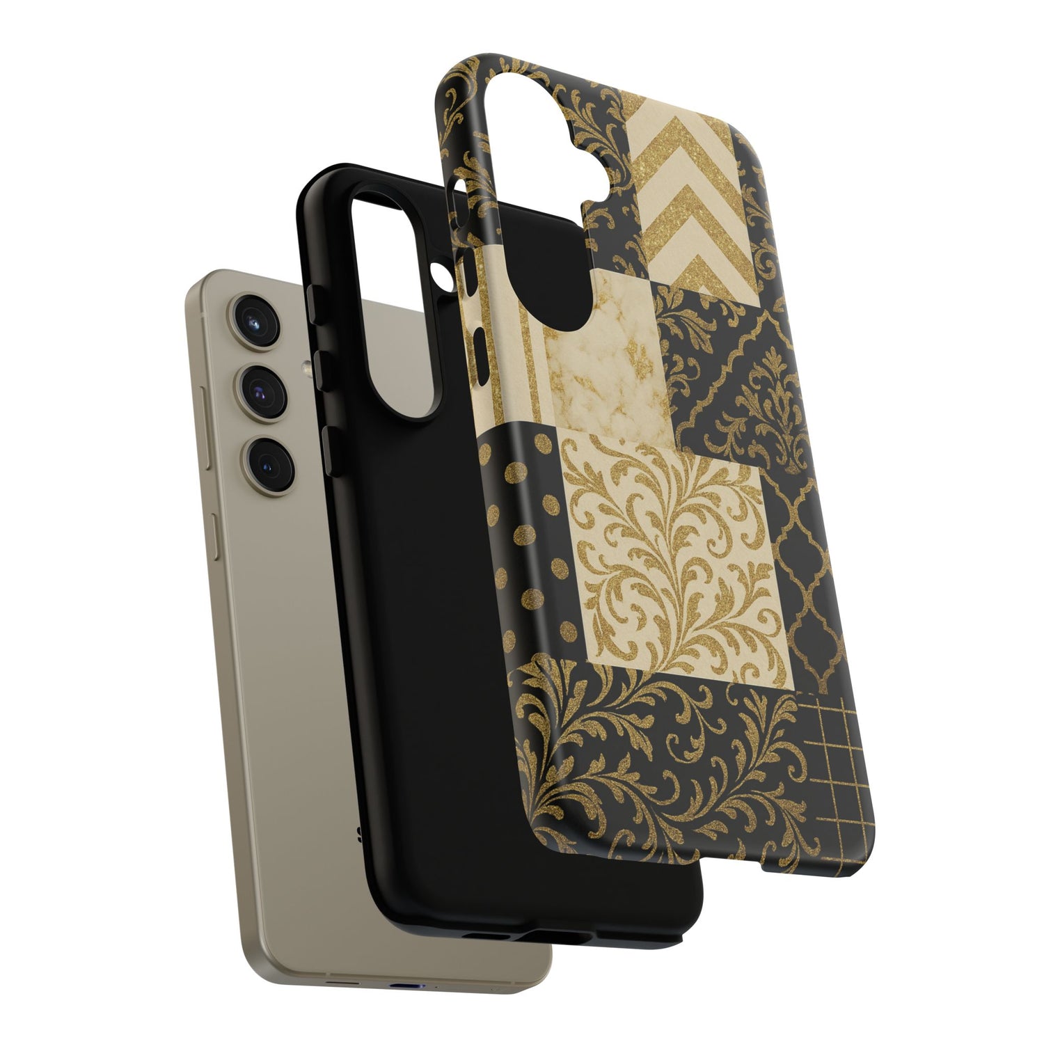 Phone Case, Luxury Black and Gold Festive Design for Christmas Gift, Holiday Decor, Tough Cases, Winter Celebration, Elegant iPhone Cover