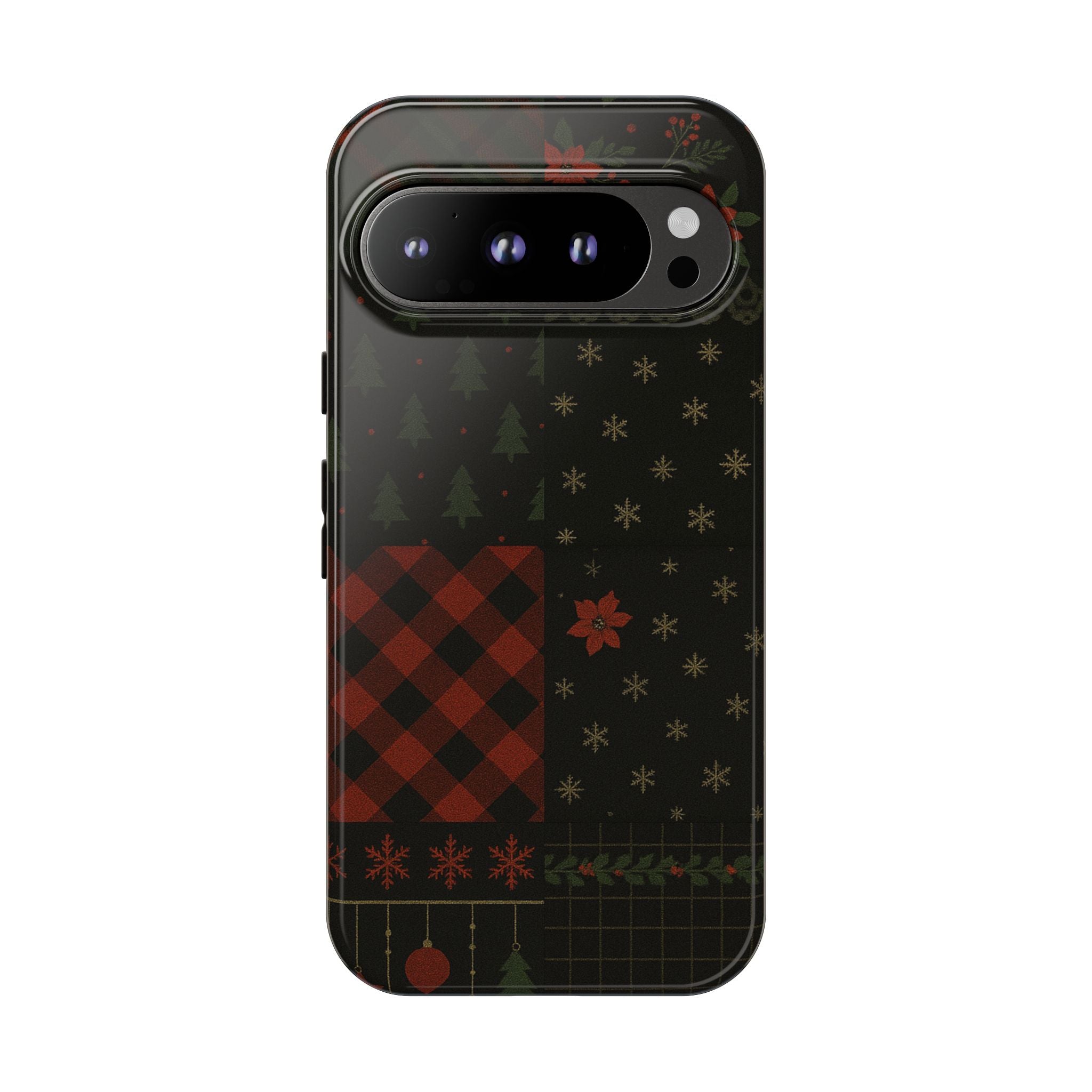 Black Festive Phone Case - Christmas Phone Cover - Tough Design Google Pixel 9 Pro Glossy