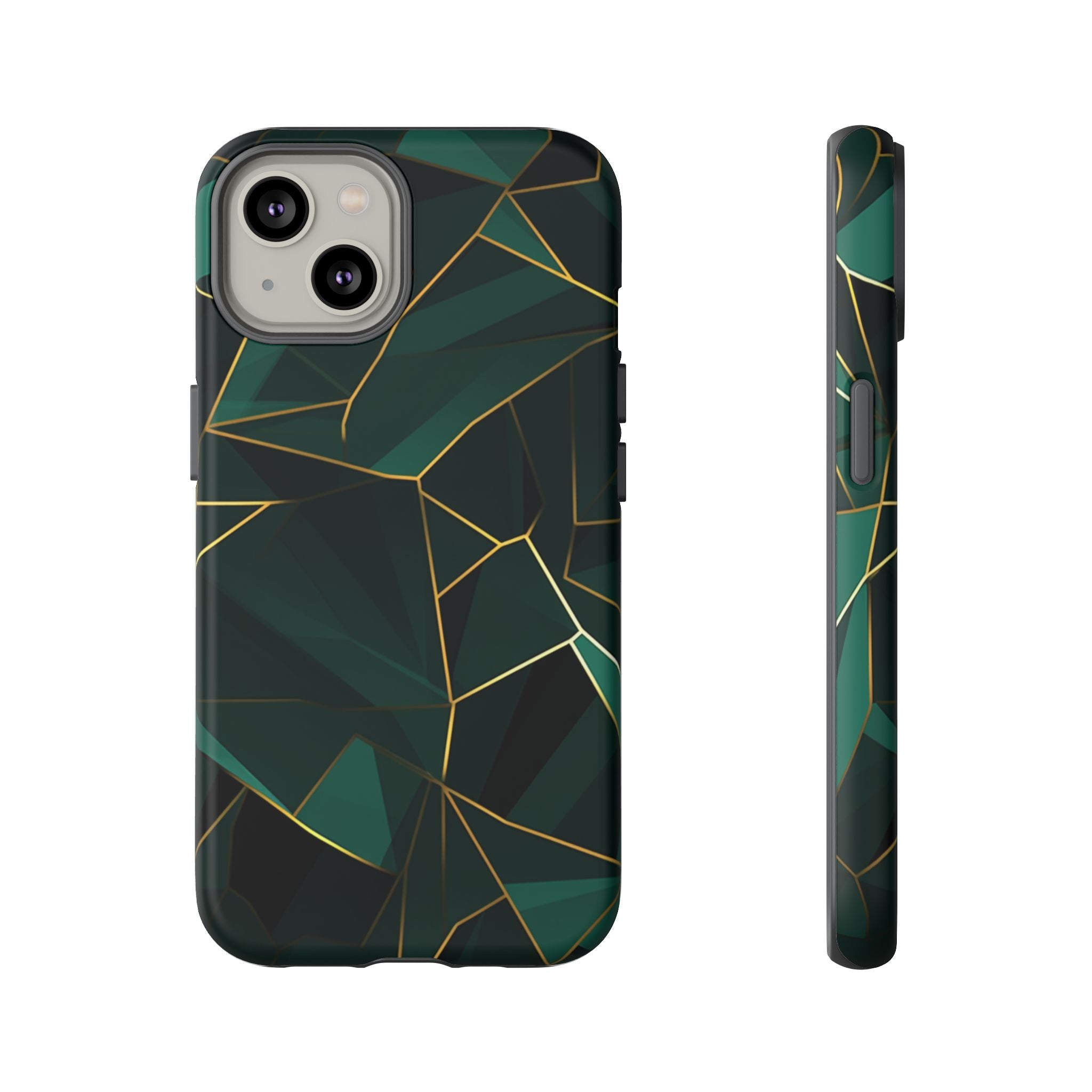 Emerald Veil - Geometric Luxe Phone Case iPhone 14 Matte