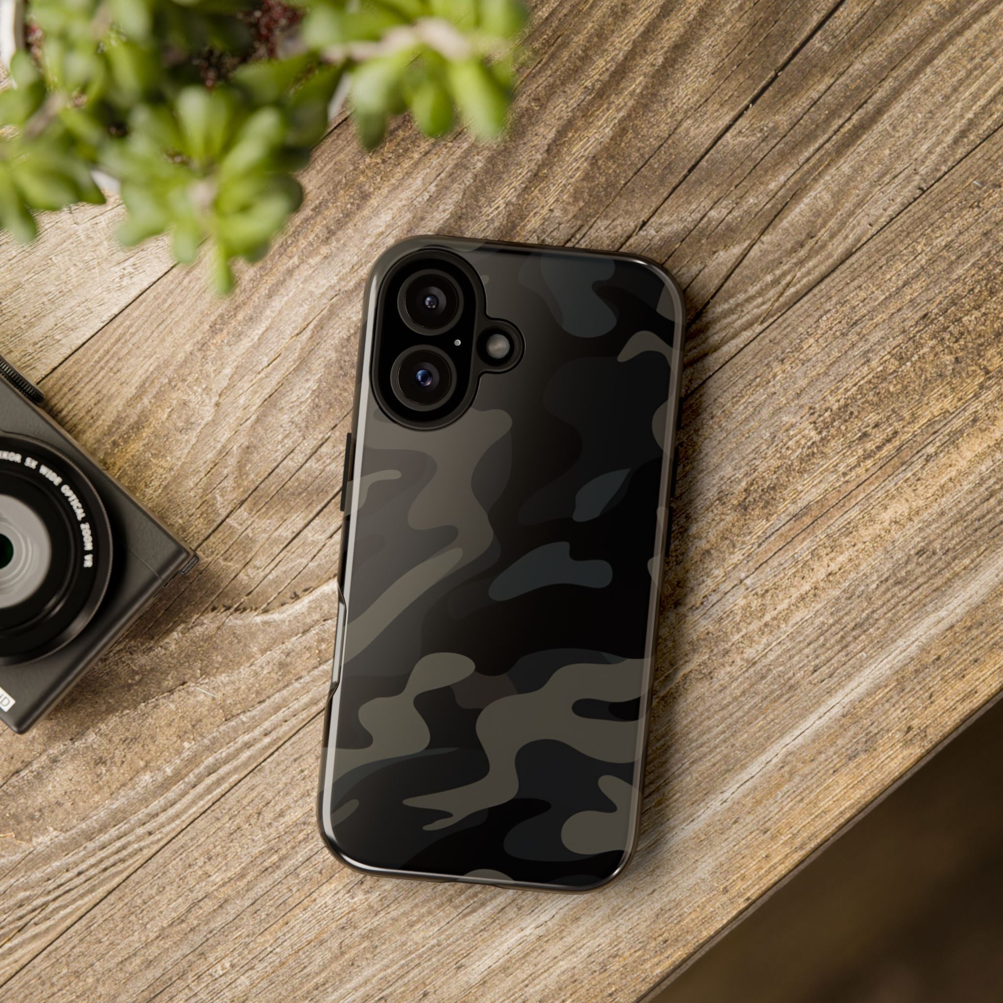 Black Camouflage Phone Case for iPhone, Samsung and Google Pixel