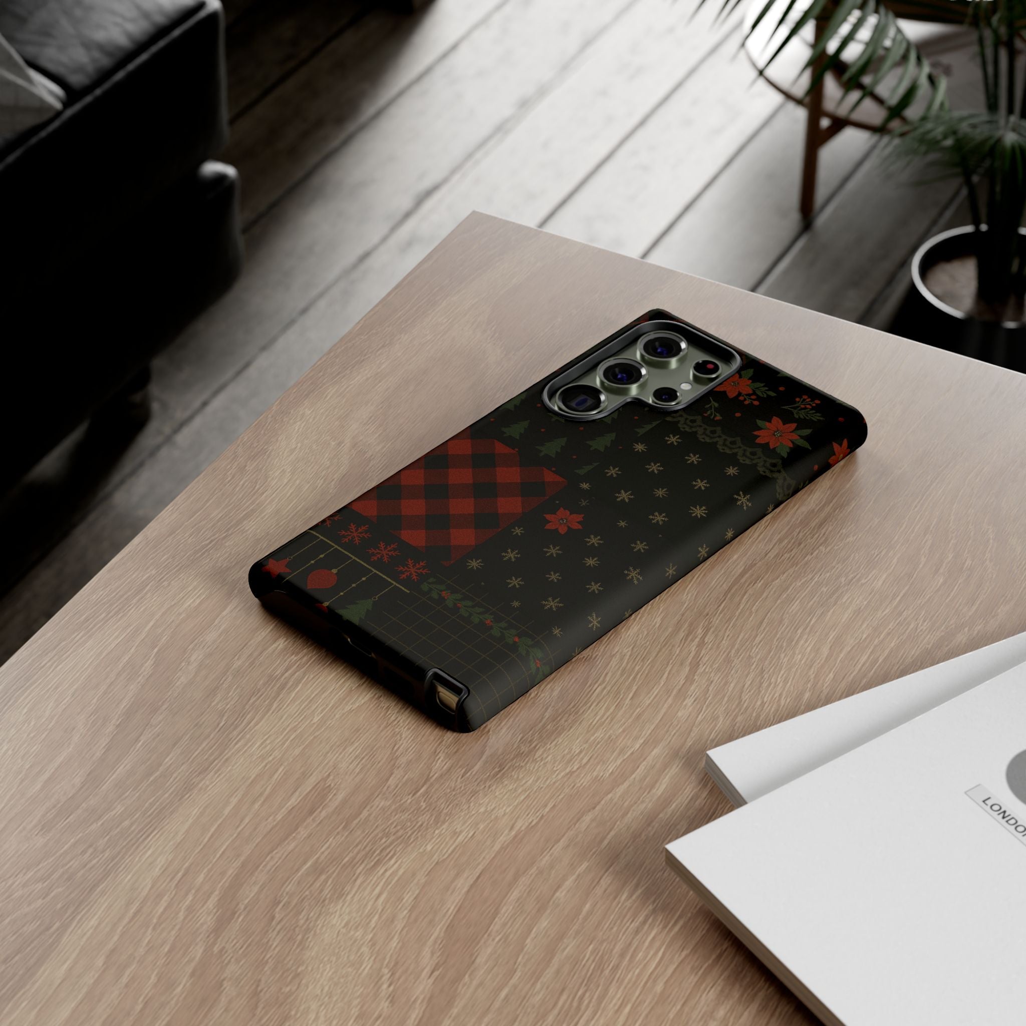 Black Festive Phone Case - Christmas Phone Cover - Tough Design