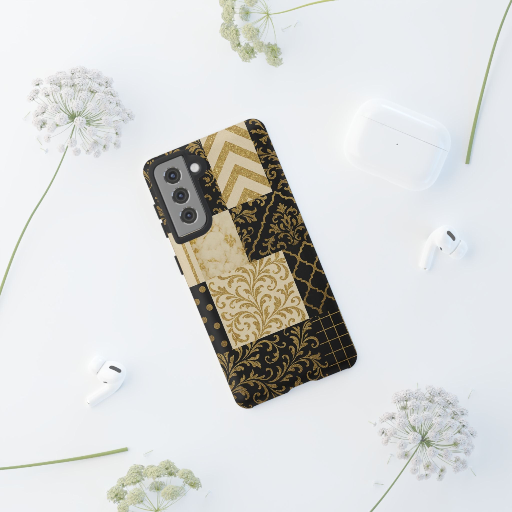 Phone Case, Luxury Black and Gold Festive Design for Christmas Gift, Holiday Decor, Tough Cases, Winter Celebration, Elegant iPhone Cover