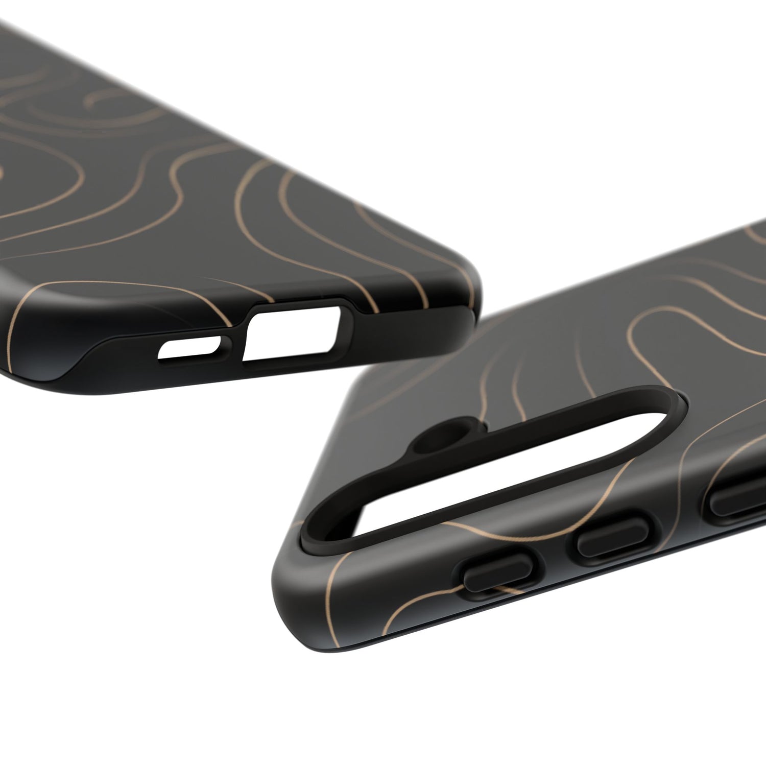 Noir Topograph - Black Minimalist Line Art Phone Case