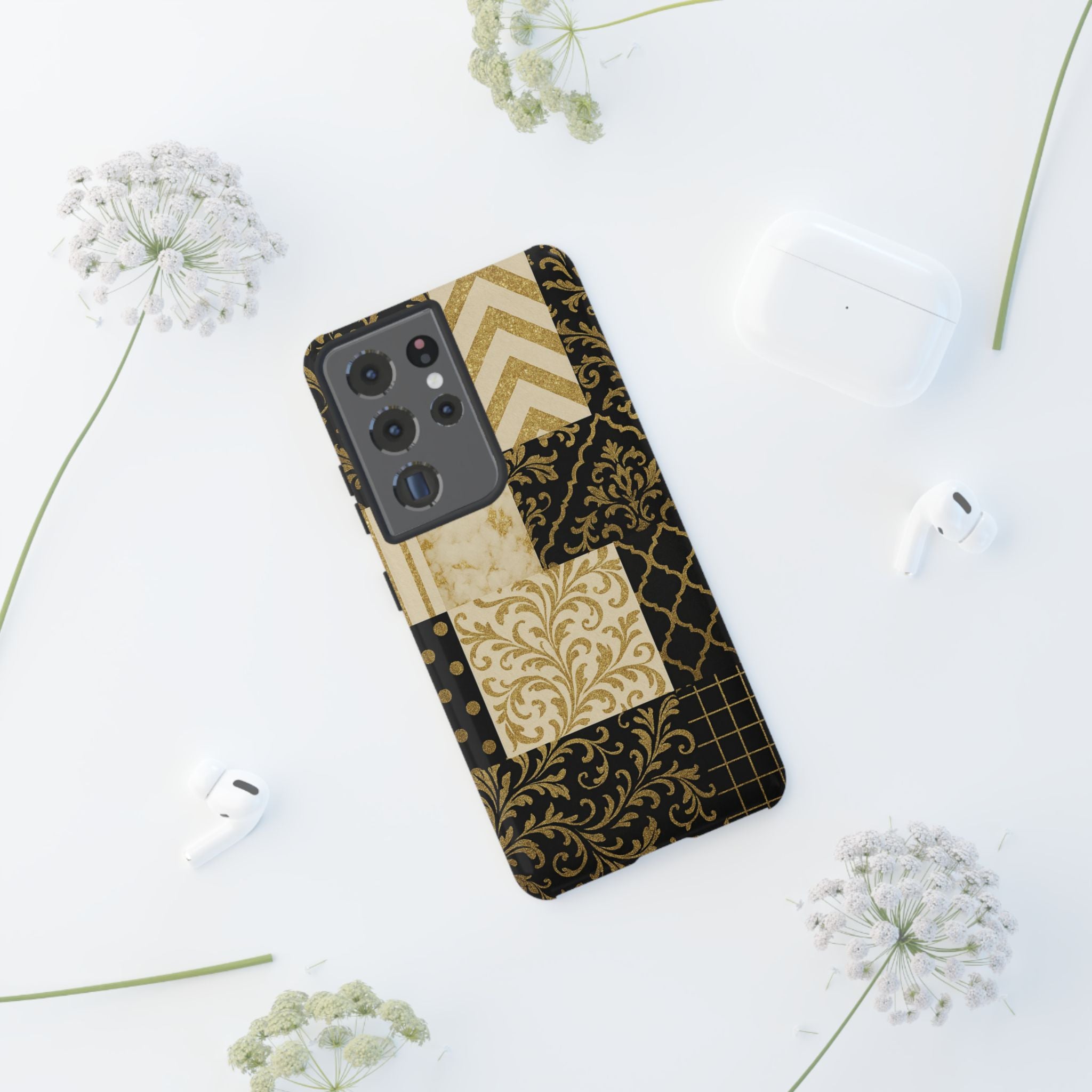 Phone Case, Luxury Black and Gold Festive Design for Christmas Gift, Holiday Decor, Tough Cases, Winter Celebration, Elegant iPhone Cover