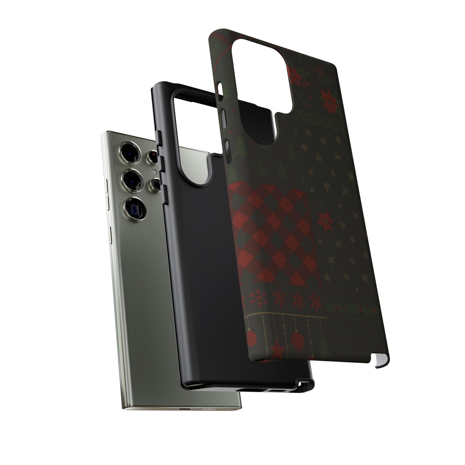 Black Festive Phone Case - Christmas Phone Cover - Tough Design