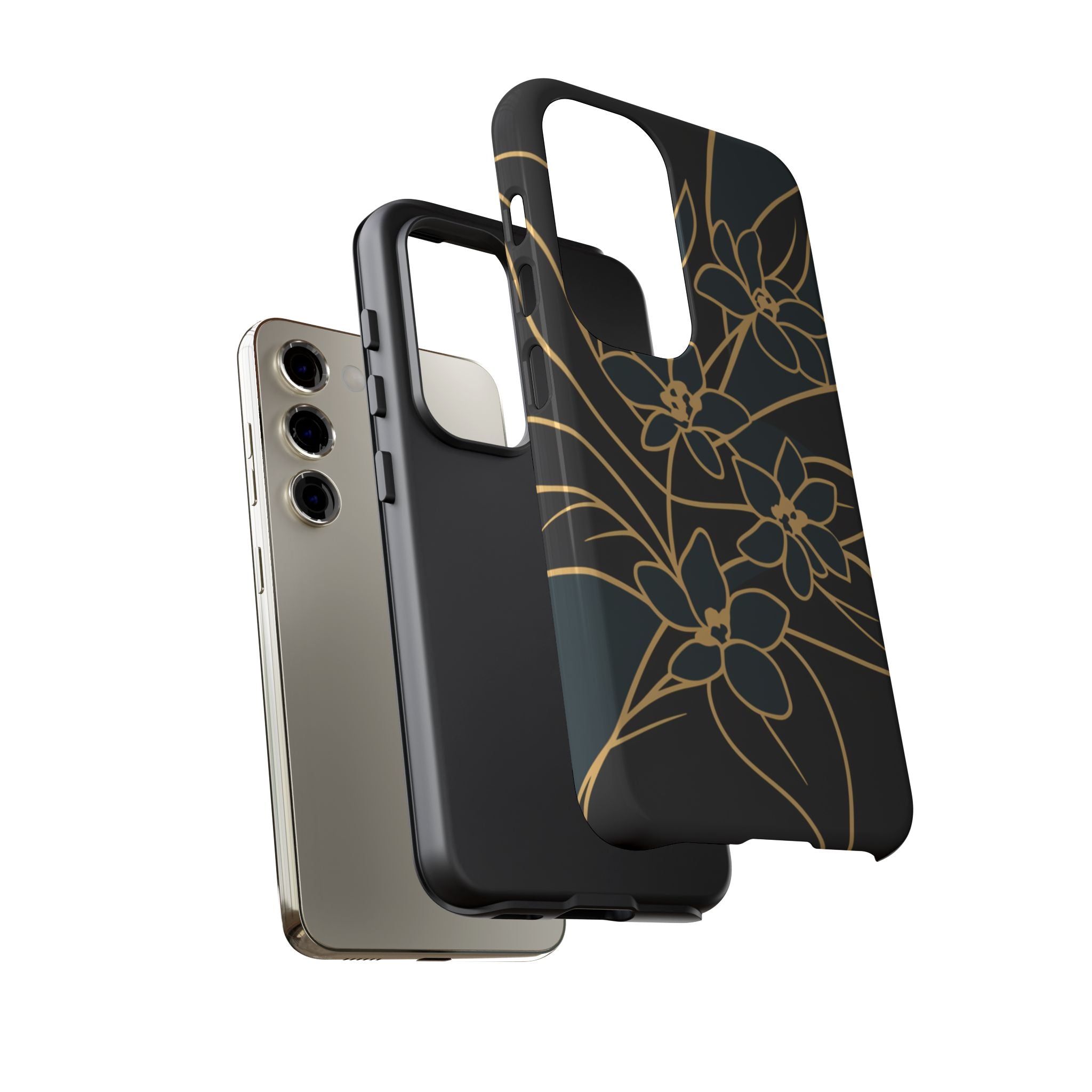 Golden Bloom - Elegant Floral Line Art Phone Case