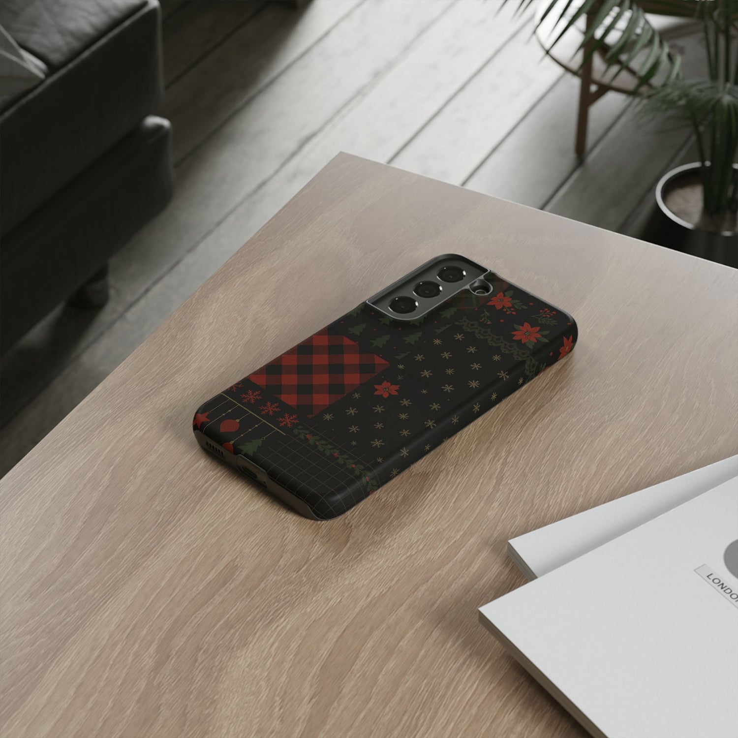 Black Festive Phone Case - Christmas Phone Cover - Tough Design