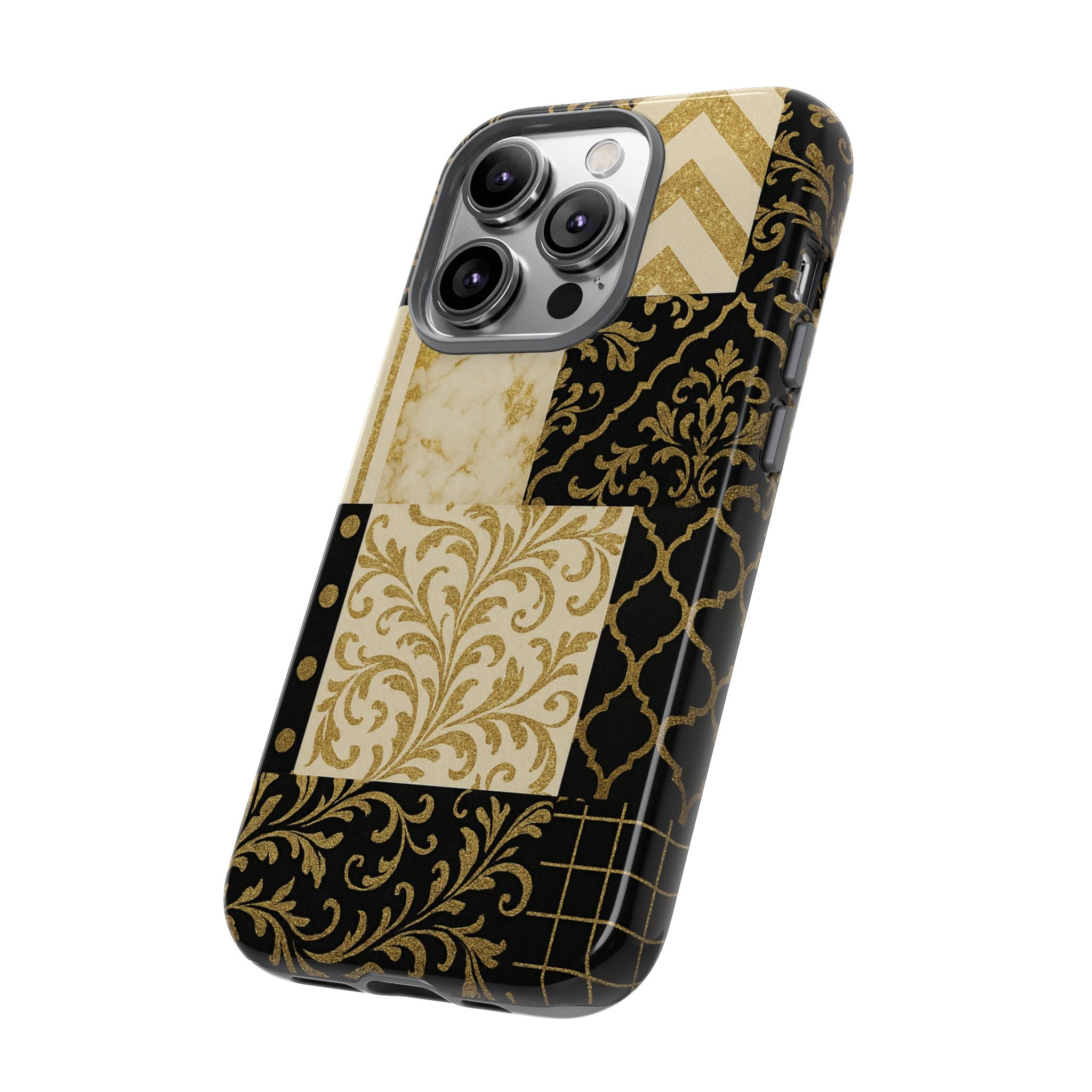 Phone Case, Luxury Black and Gold Festive Design for Christmas Gift, Holiday Decor, Tough Cases, Winter Celebration, Elegant iPhone Cover