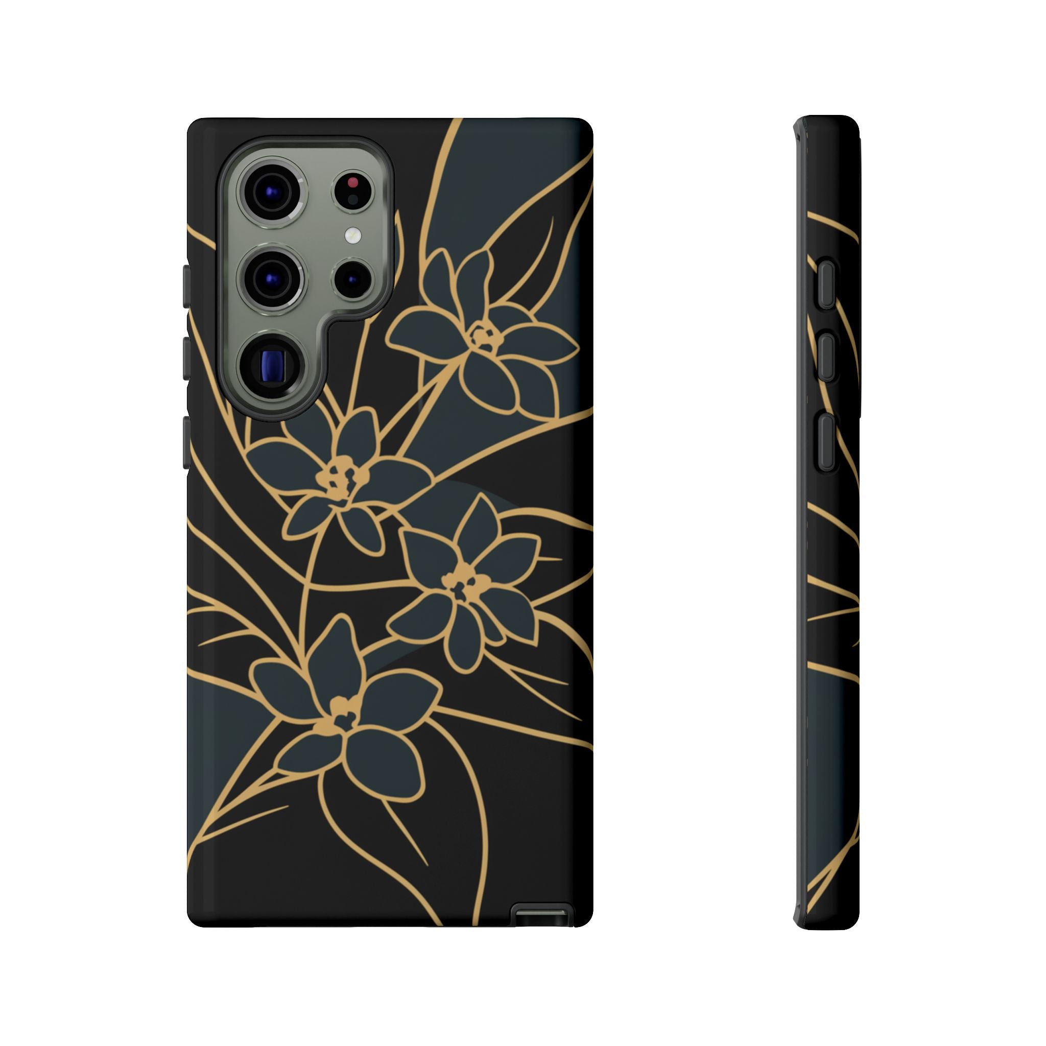 Golden Bloom - Elegant Floral Line Art Phone Case Samsung Galaxy S23 Ultra Glossy