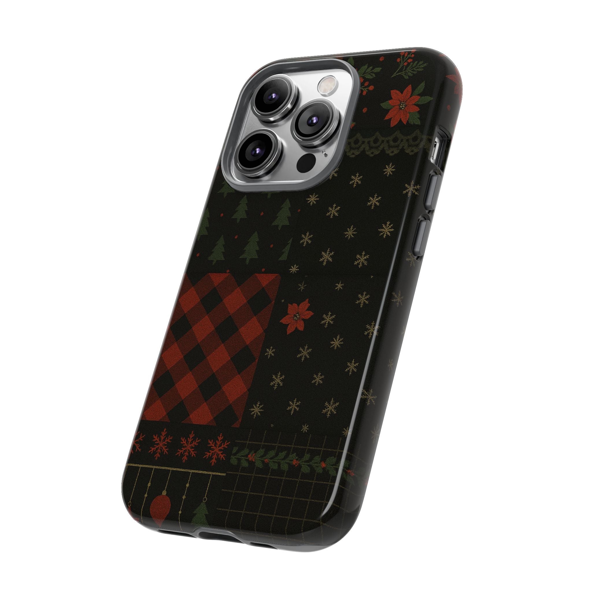 Black Festive Phone Case - Christmas Phone Cover - Tough Design