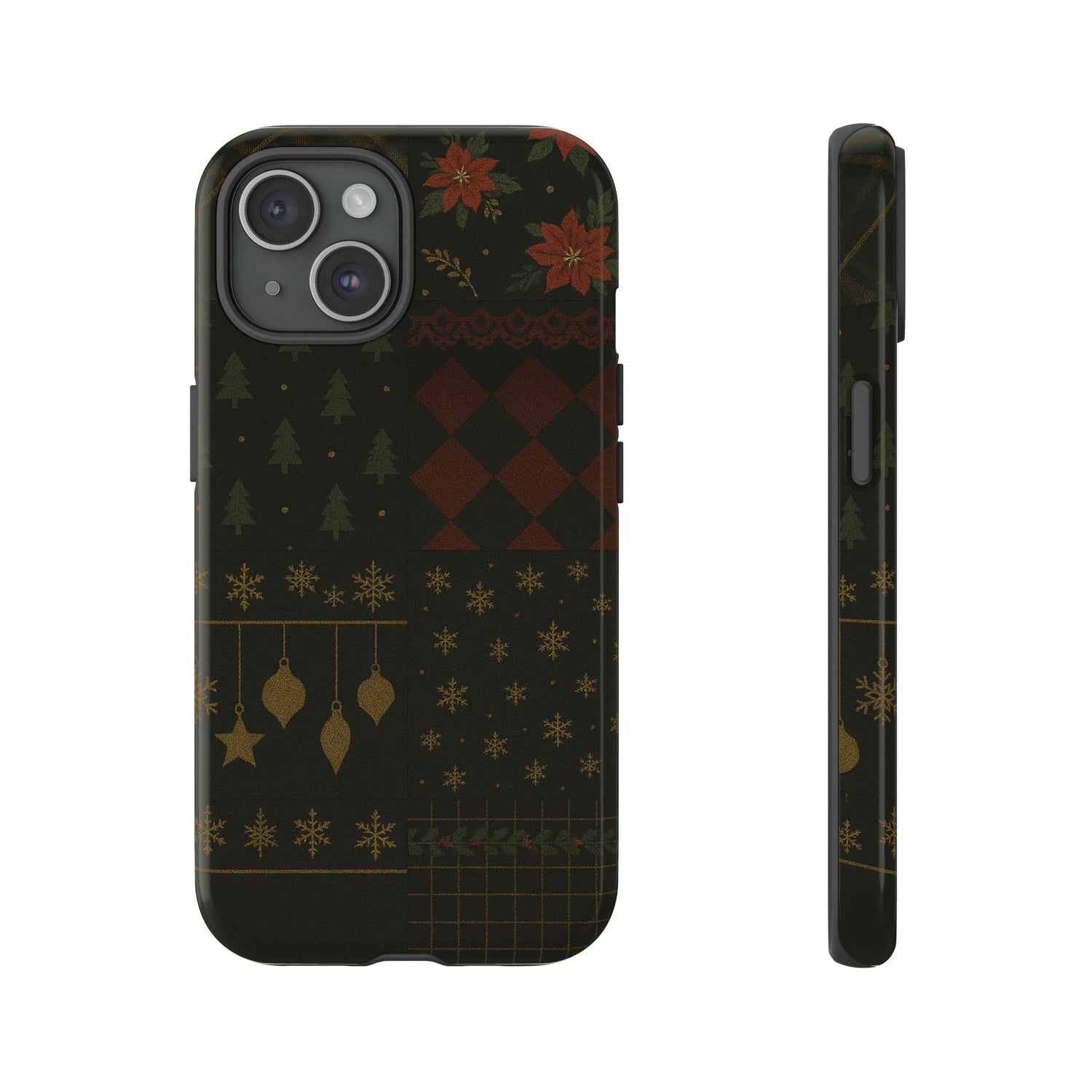Black Luxury Phone Case for Christmas Festive Season - Tough design iPhone 15 Glossy