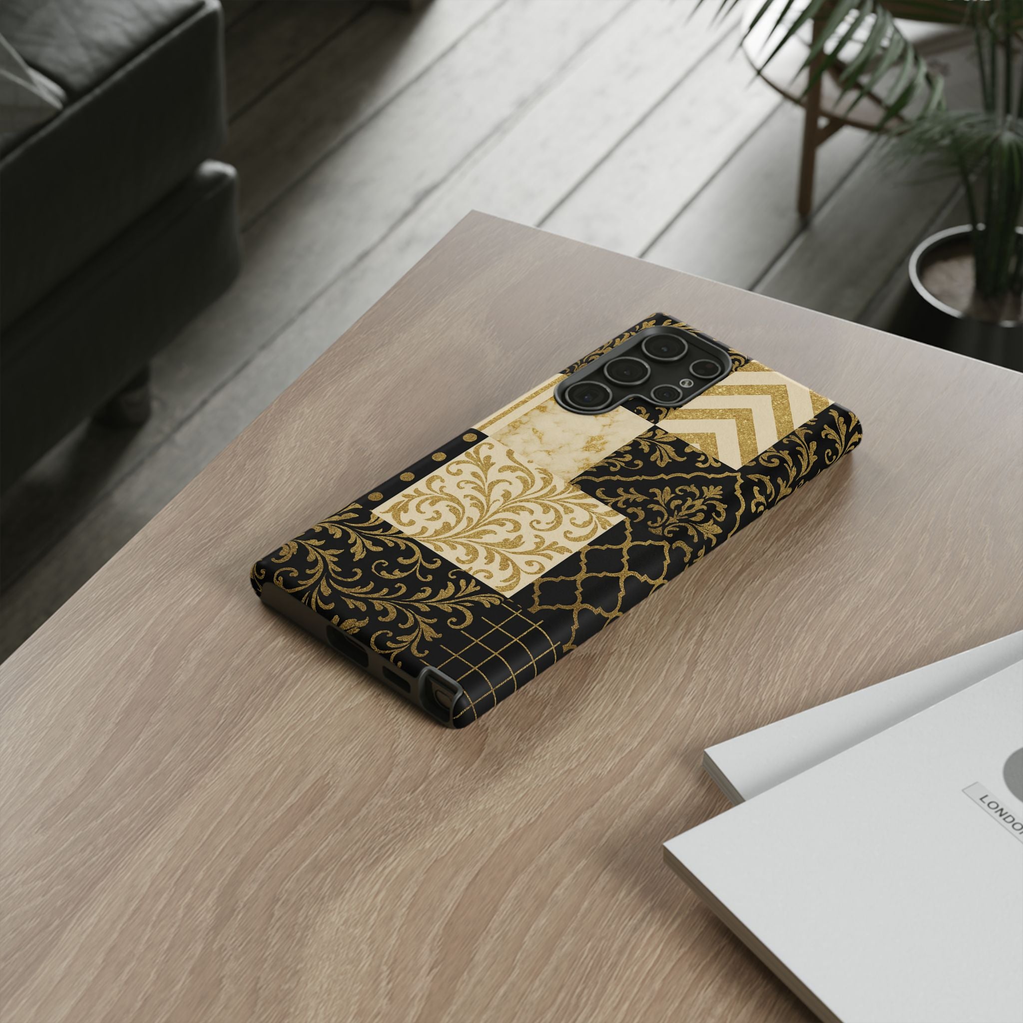 Phone Case, Luxury Black and Gold Festive Design for Christmas Gift, Holiday Decor, Tough Cases, Winter Celebration, Elegant iPhone Cover