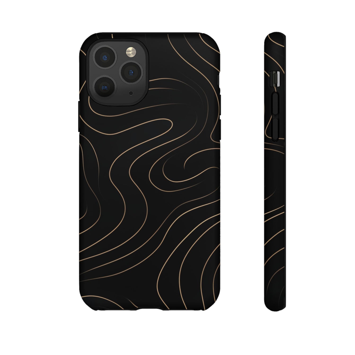 Noir Topograph - Black Minimalist Line Art Phone Case iPhone 11 Pro Matte