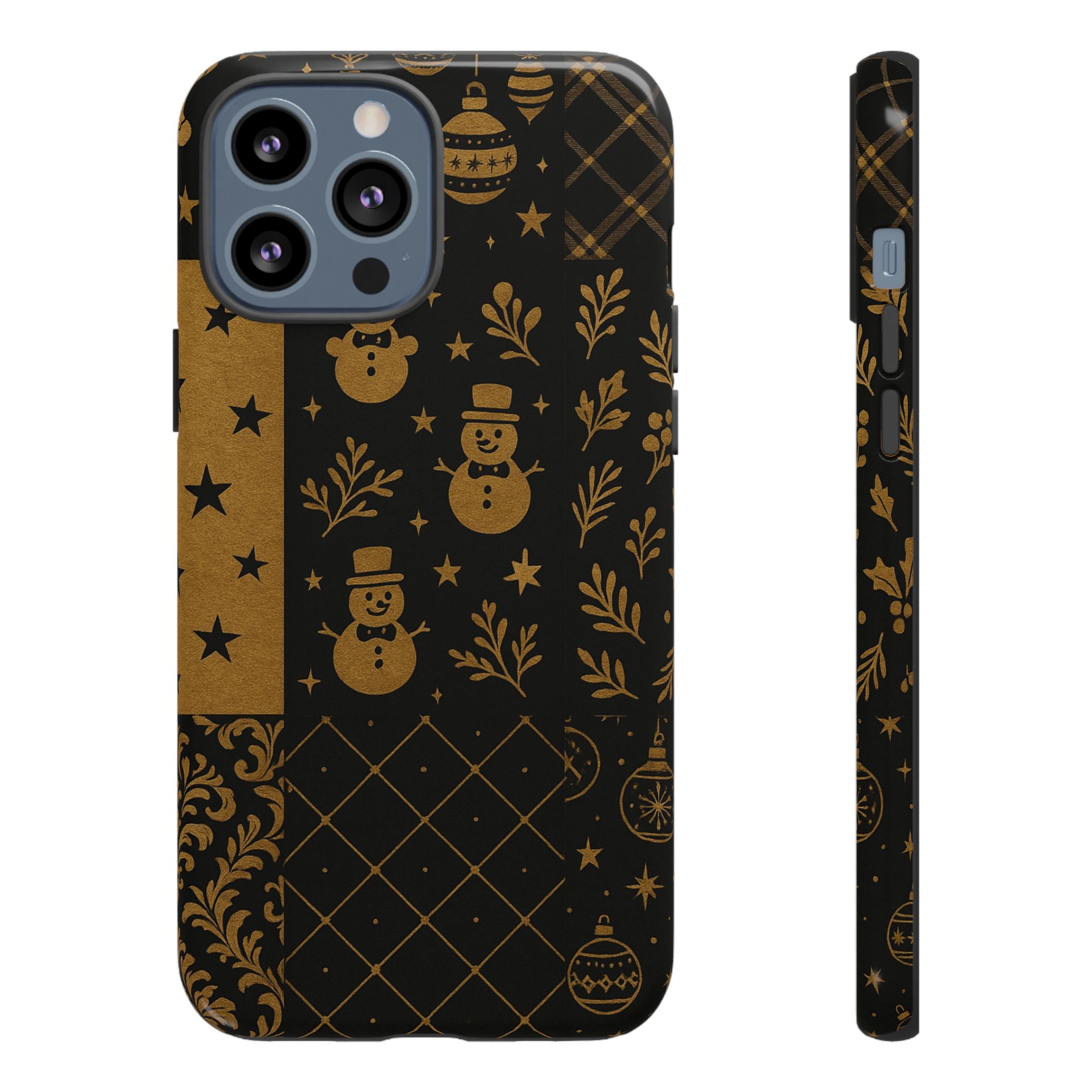 Black Festive Phone Case | Christmas Gift | Holiday Decor | Snowman Design | Tough Cases | Winter Celebration iPhone 13 Pro Max Glossy