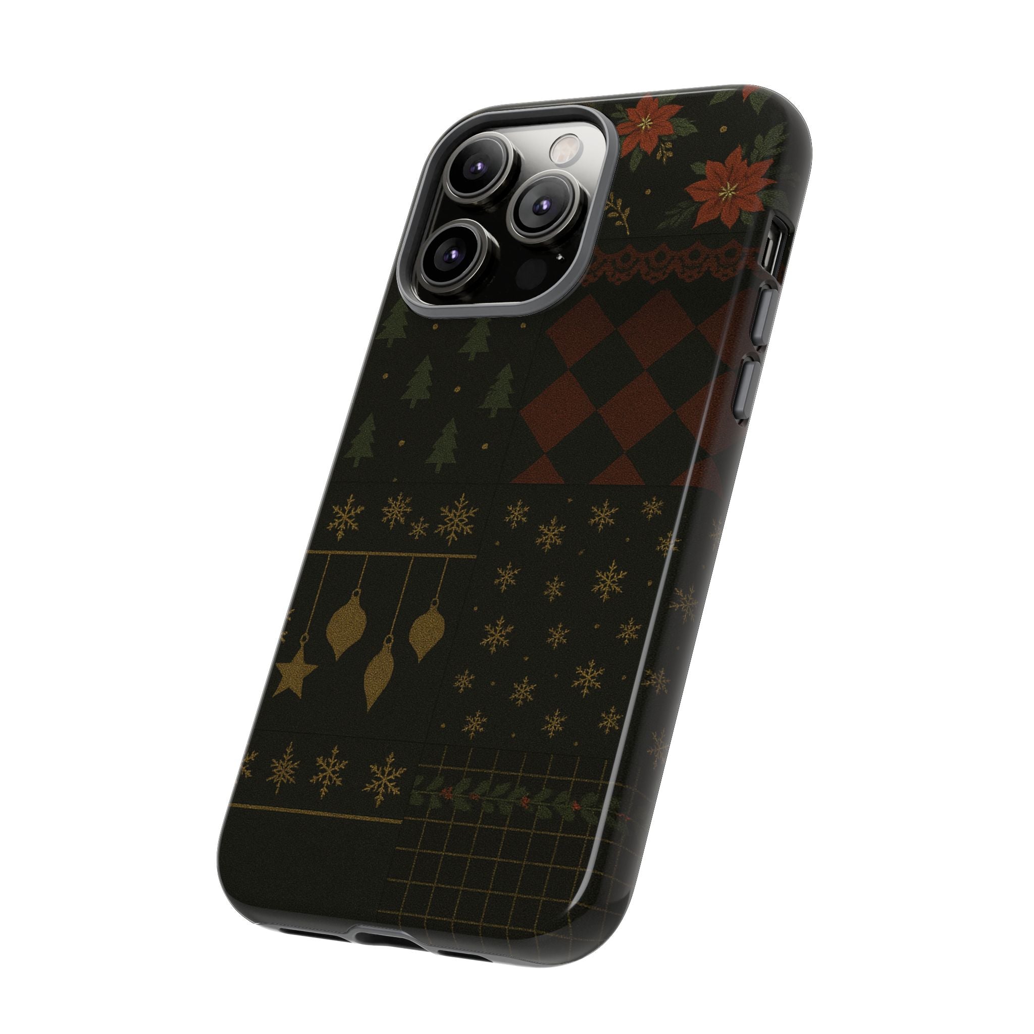 Black Luxury Phone Case for Christmas Festive Season - Tough design