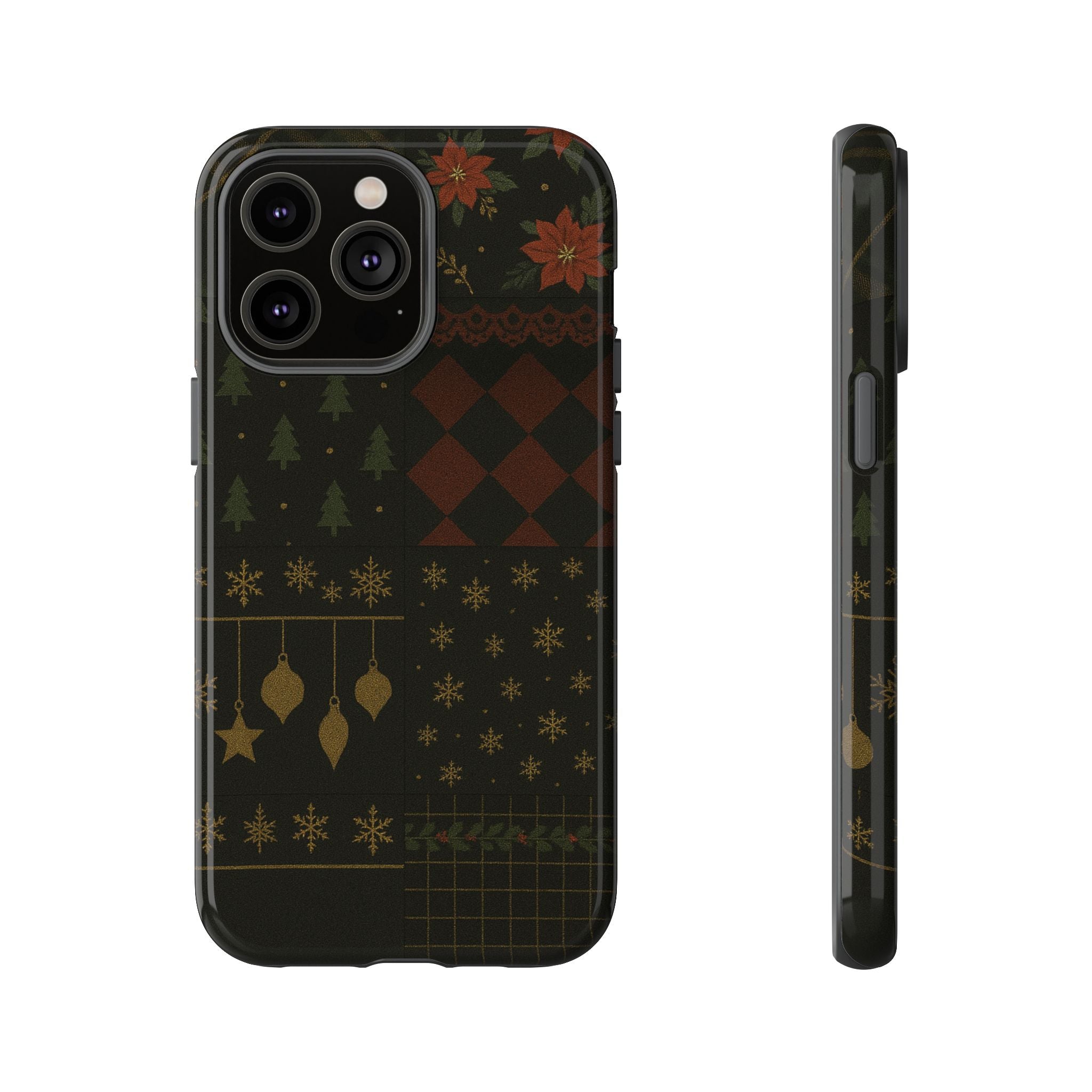 Black Luxury Phone Case for Christmas Festive Season - Tough design iPhone 14 Pro Max Glossy