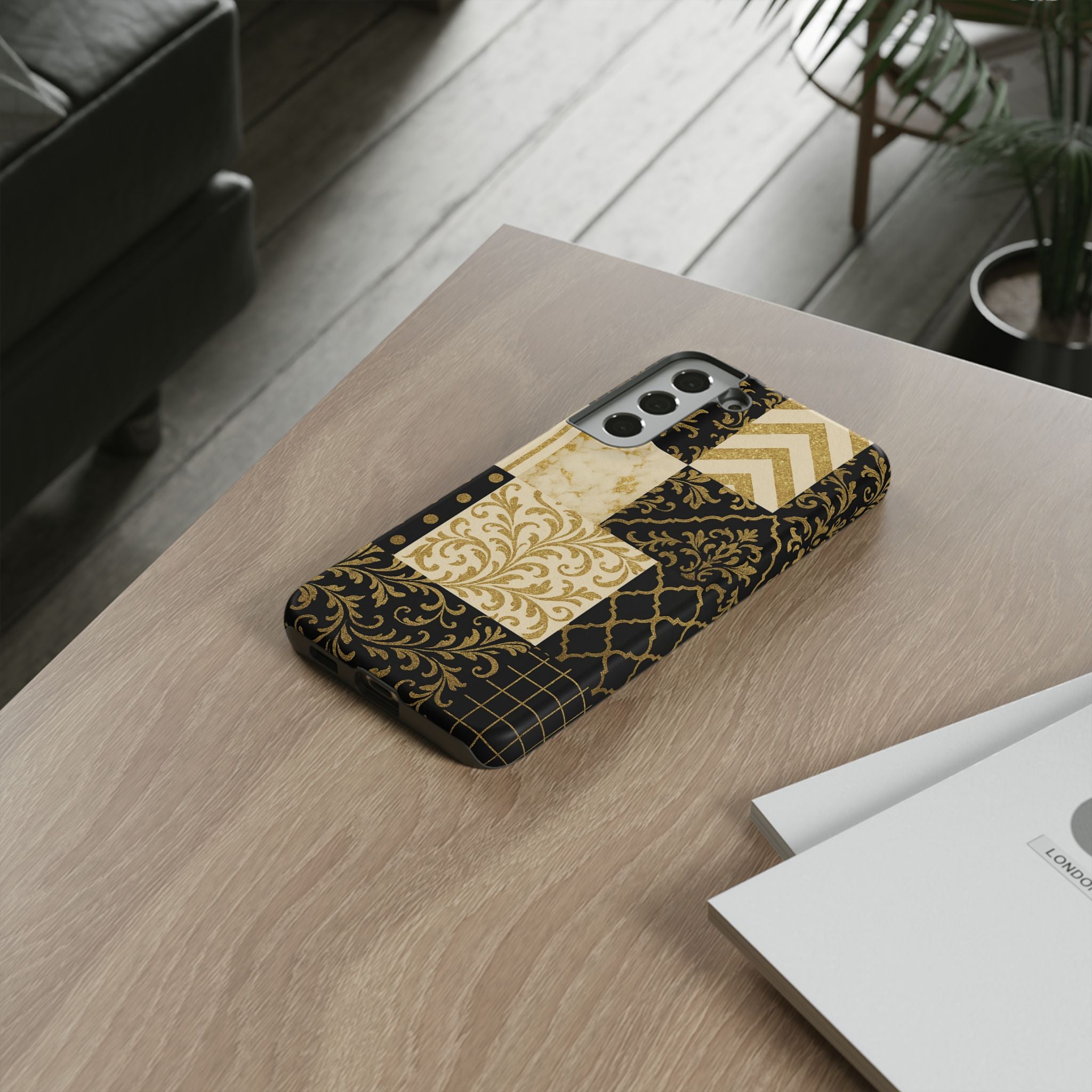Phone Case, Luxury Black and Gold Festive Design for Christmas Gift, Holiday Decor, Tough Cases, Winter Celebration, Elegant iPhone Cover