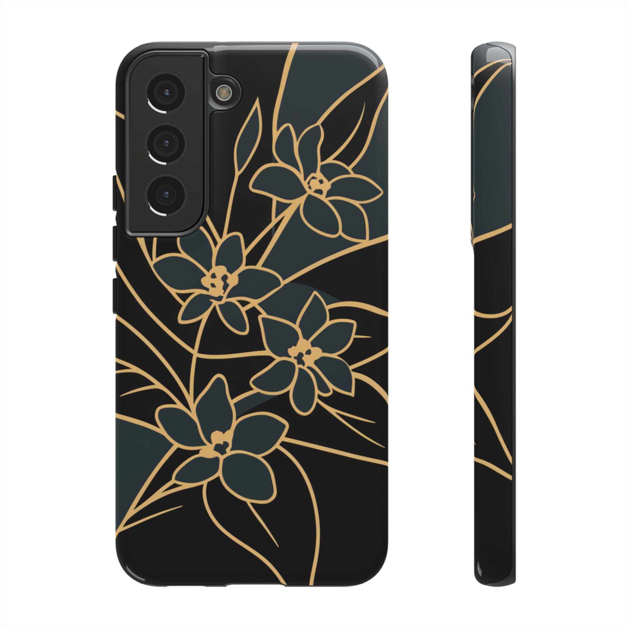 Golden Bloom - Elegant Floral Line Art Phone Case Samsung Galaxy S22 Glossy