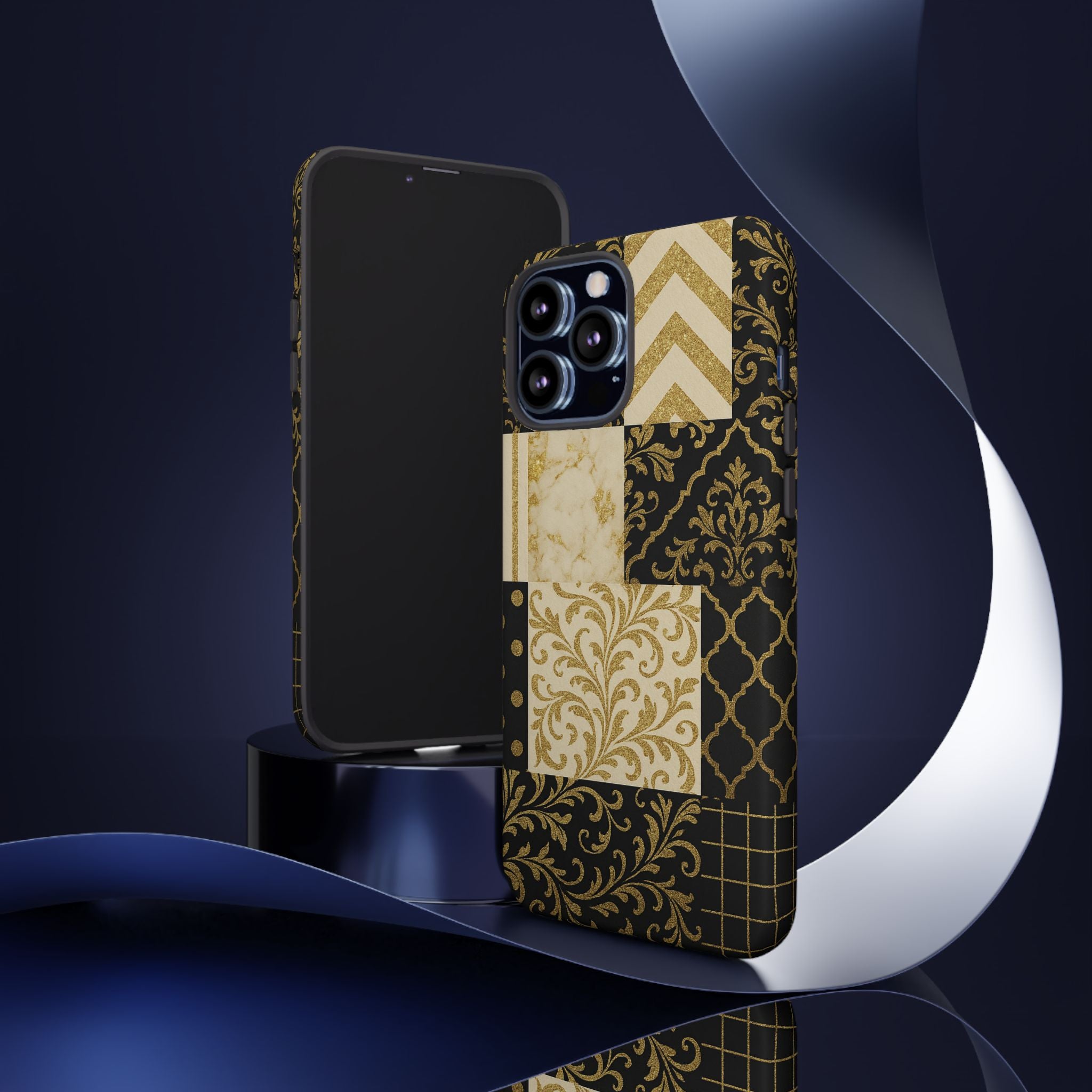 Phone Case, Luxury Black and Gold Festive Design for Christmas Gift, Holiday Decor, Tough Cases, Winter Celebration, Elegant iPhone Cover
